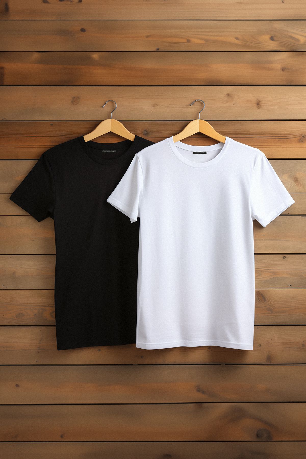 TRENDYOL MAN Siyah-Beyaz  Basic Slim Fit %100 Pamuk 2'li Paket Kısa Kol T-Shirt TMNSS19BO0075