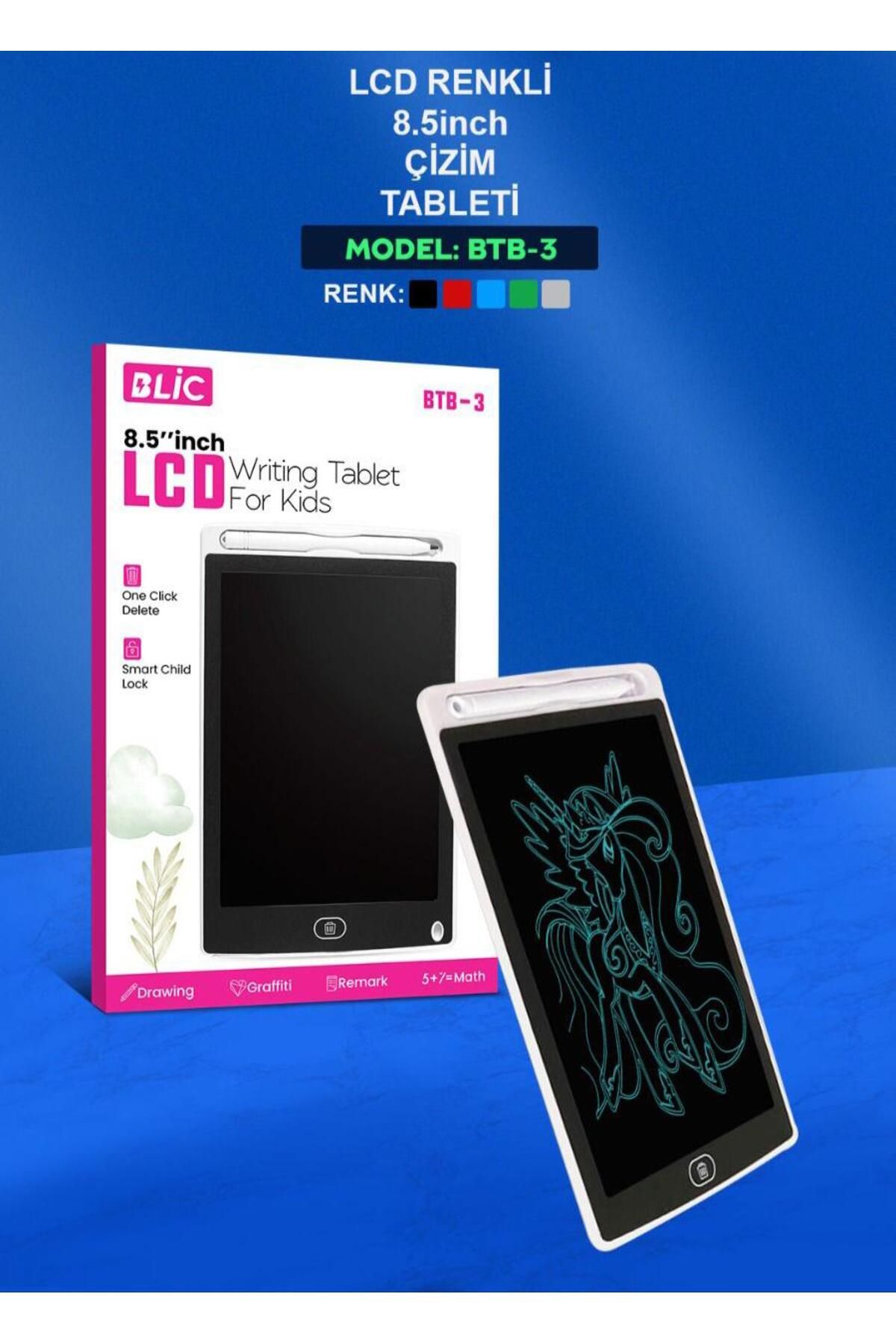 Blic Büyük Digital Çok Amaçlı Yazı Tahtası Grafik Çizim Tableti Lcd 8,5" Inc Ekran - Siyah Eğitim