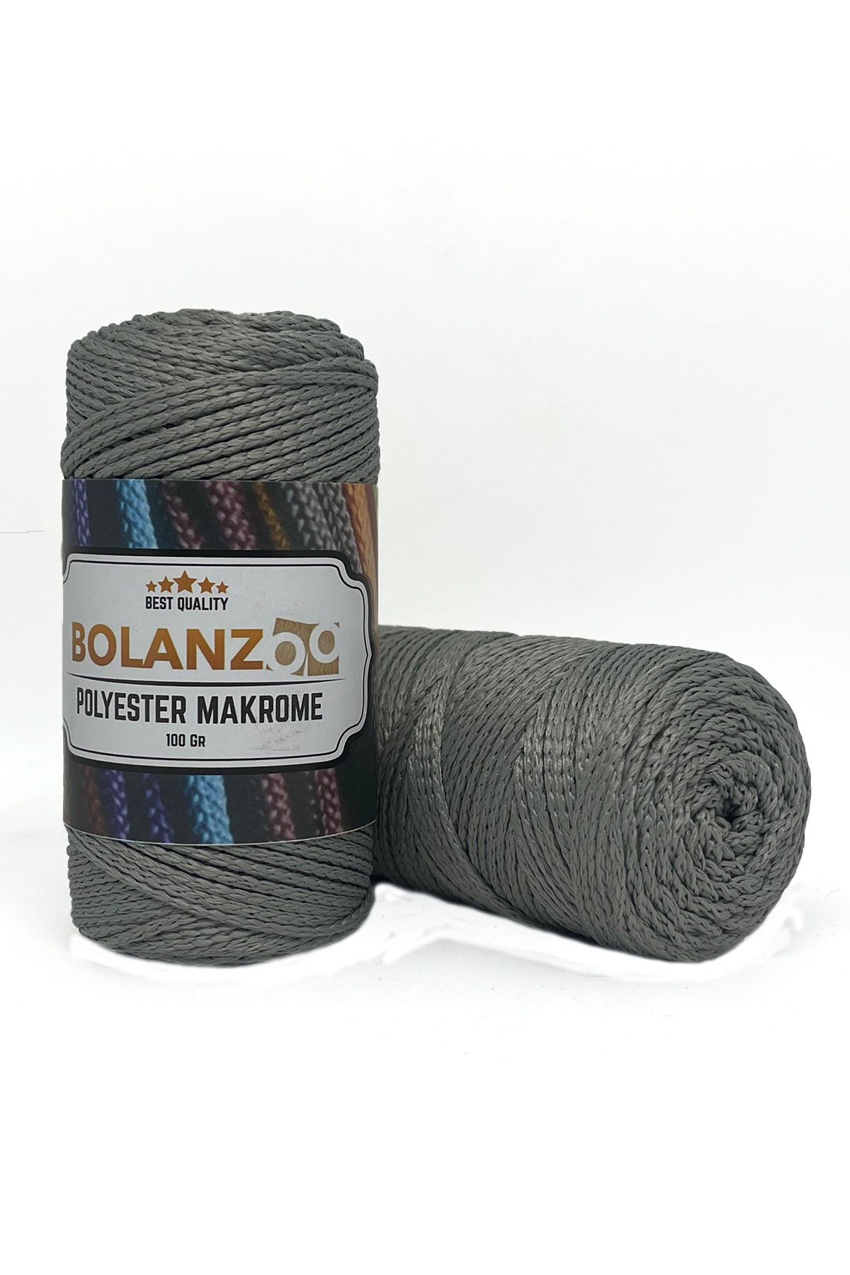 Bolanzoo Polyester Makrome Ipi 2 Adet 100gr Koyu Gri 3mm Örgü Ipi