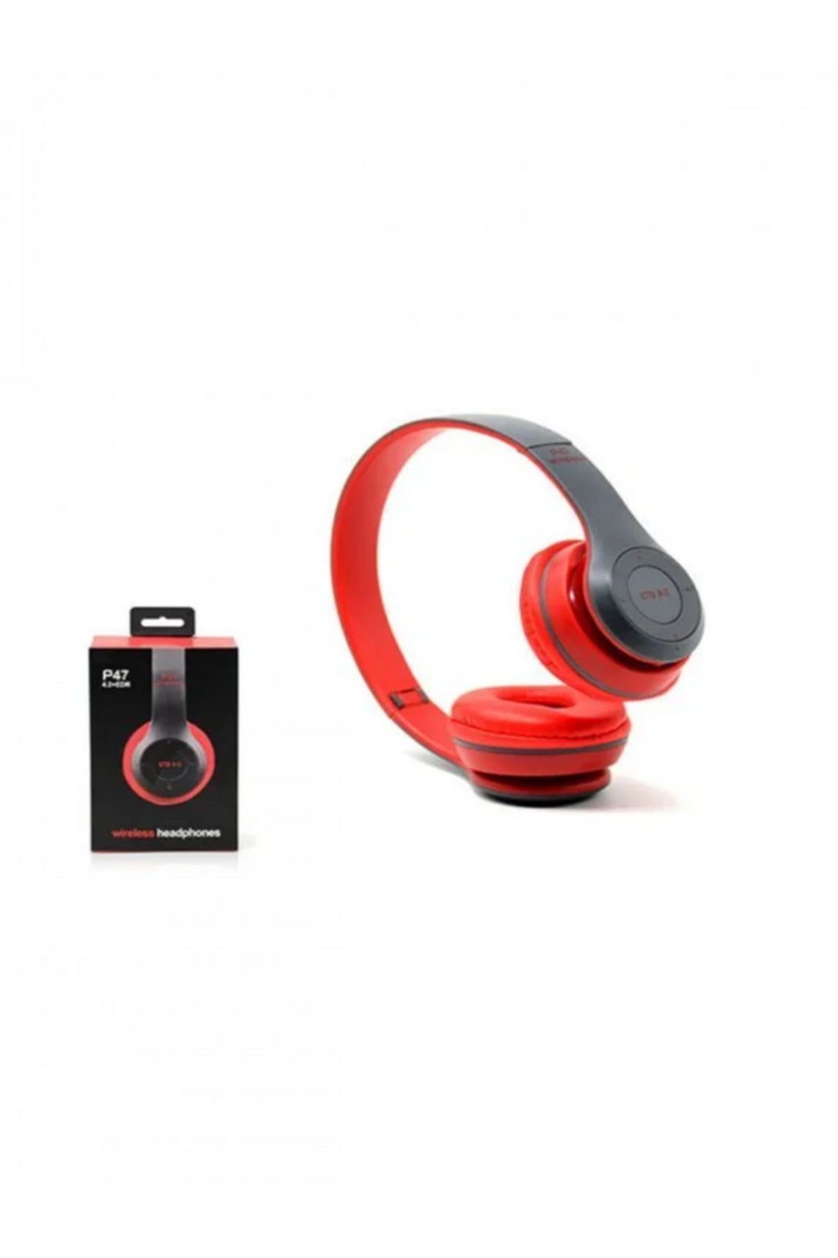 Global Torima P47 FM Radyolu Kulak Üstü Bluetooth Kulaklık Kırmızı