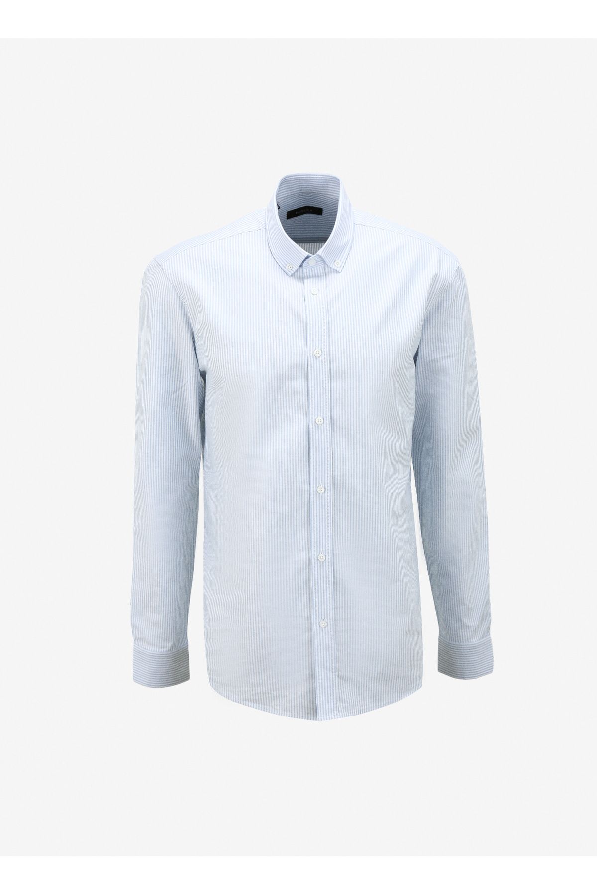 Fabrika Basic Düğmeli Yaka Çizgili Beyaz - Mavi Erkek Gömlek F4SM-GML 1002