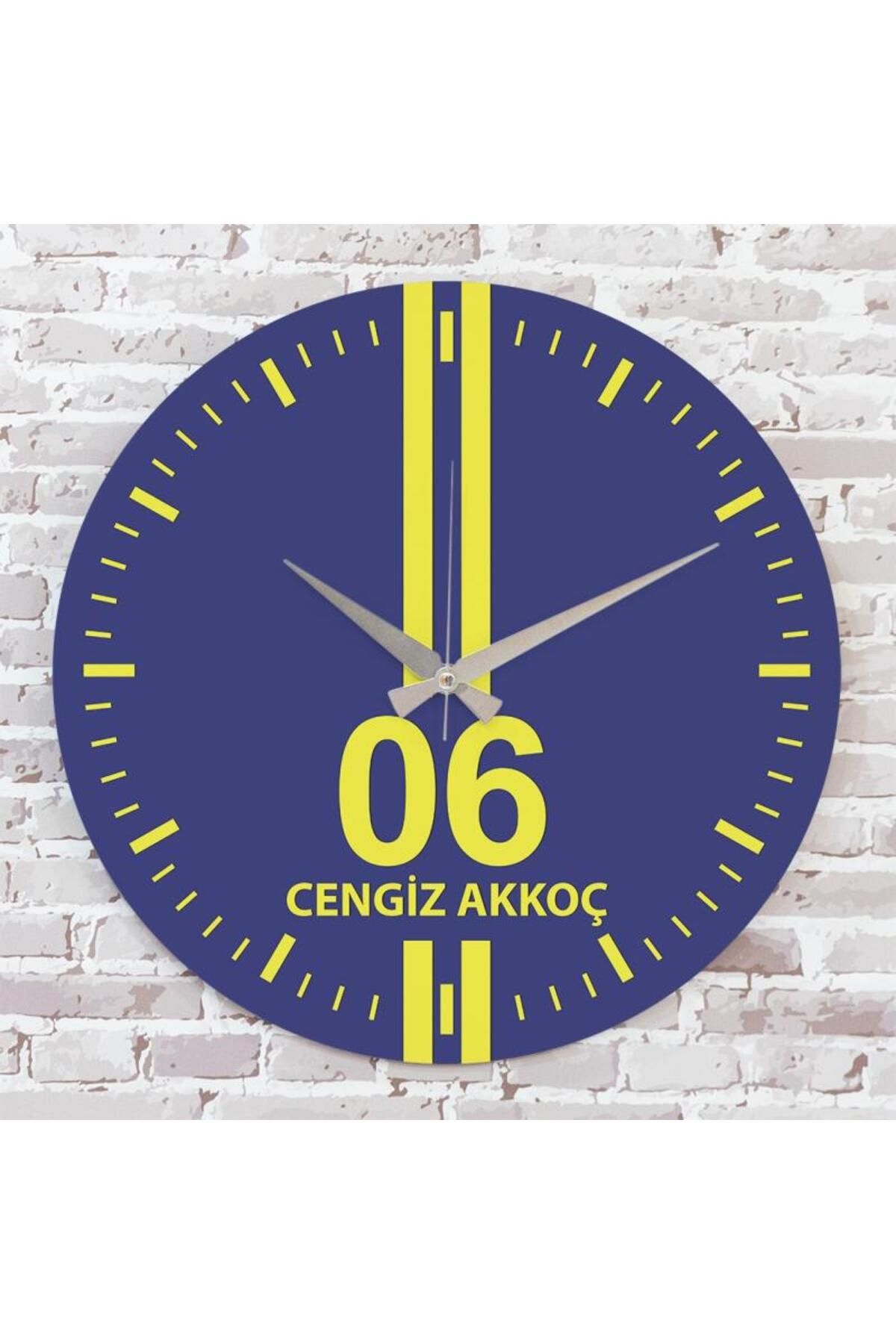 Pera Sarı & Lacivert Ankaralılara Hediye Özel Ahşap Saat 33cm KA02-1550