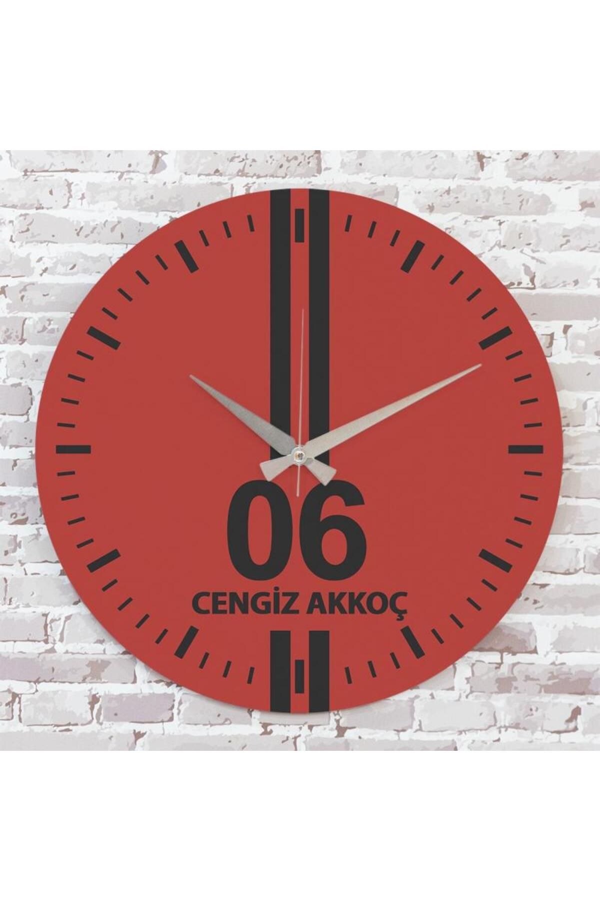 Pera Kırmızı & Siyah Ankaralılara Hediye Özel Ahşap Saat 33cm KA02-1551