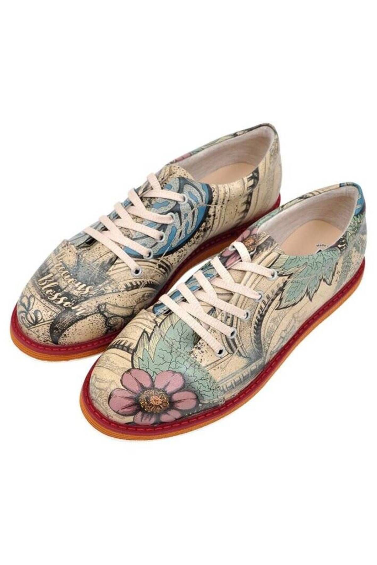 Dogo Kadın Vegan Deri Bej Günlük Ayakkabı - Precious Blossom Tasarım