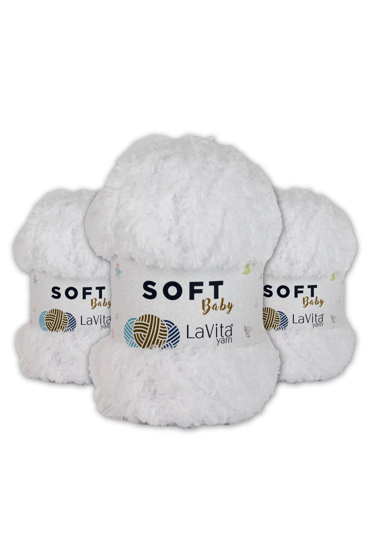 LaVita Yarn  Soft Baby Kadife İp Amigurumi 3'lü Paket El Örgü Ipi Taka Yarn (1002-Beyaz) Taka Yarn