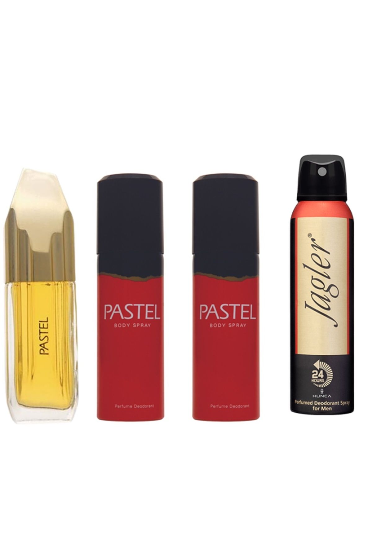 Pastel Kadın Women Parfüm EDT 50 ml + 2 Adet 125 ml Deodorant + Jagler Erkek Deoddorant 150 ml