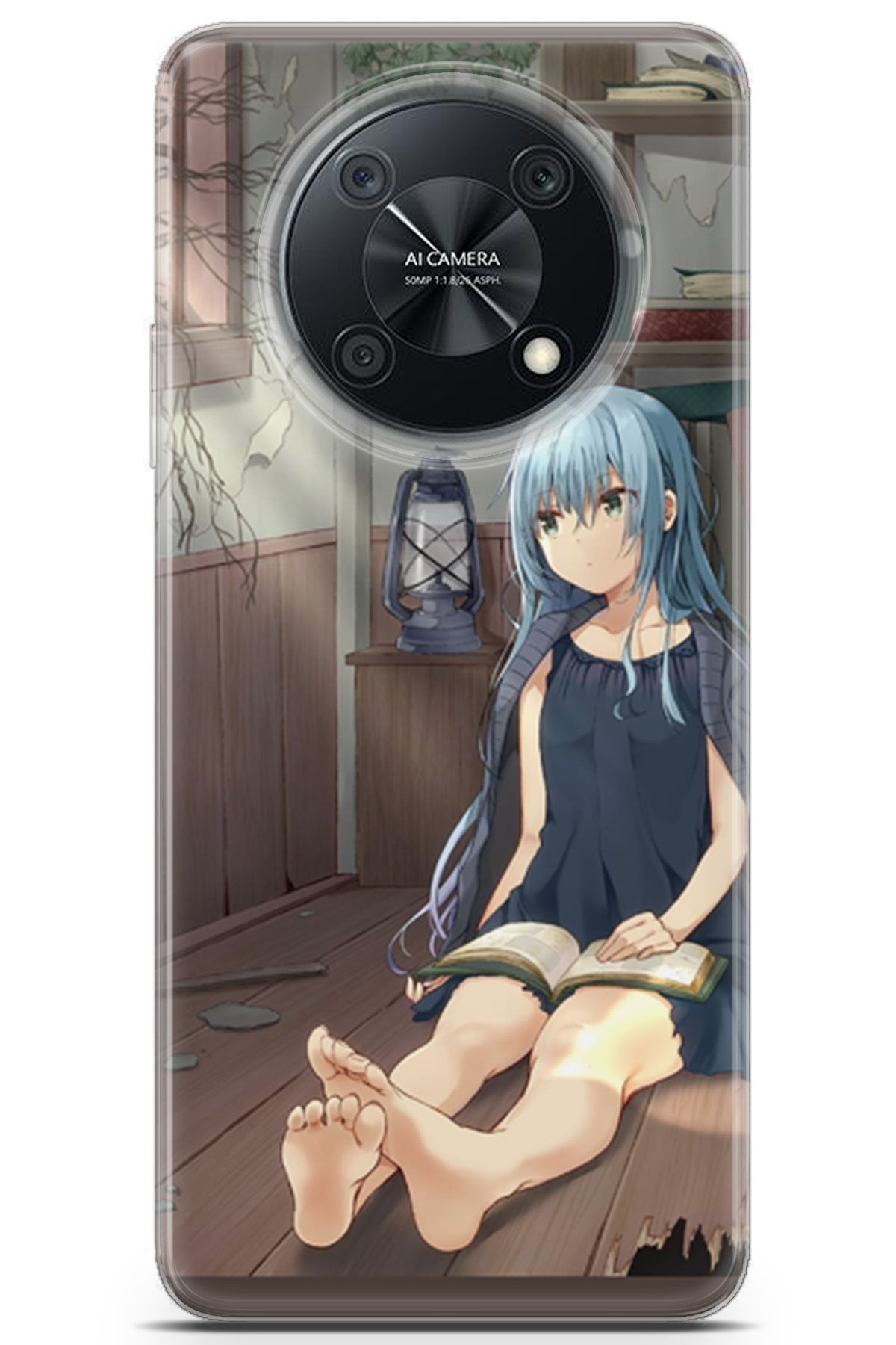 Lopard Huawei Nova Y90 Uyumlu Kılıf Anime 10 Mavi Saçlı Full Hd Kılıf Kahve