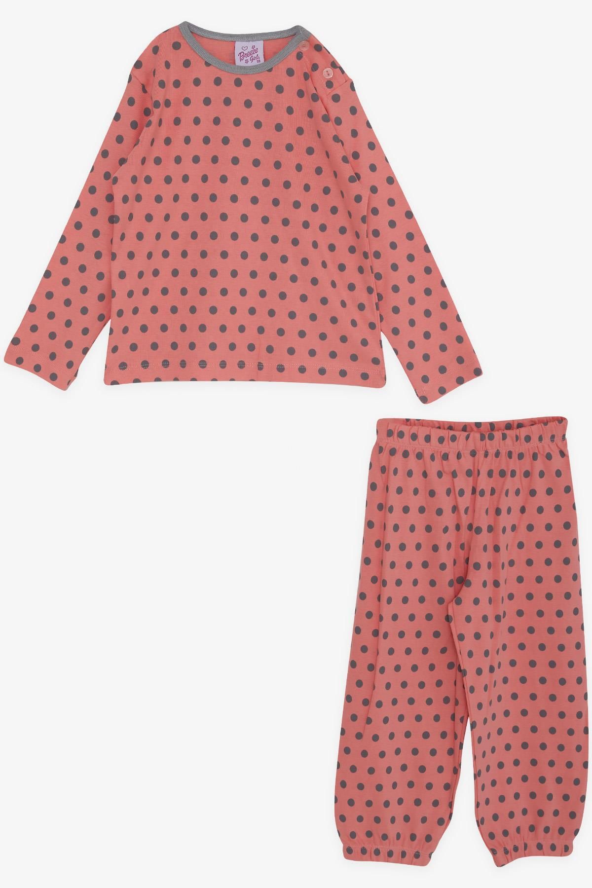 Breeze Kız Bebek Pijama Takımı Puantiye Desenli 9 Ay-3 Yaş, Mercan