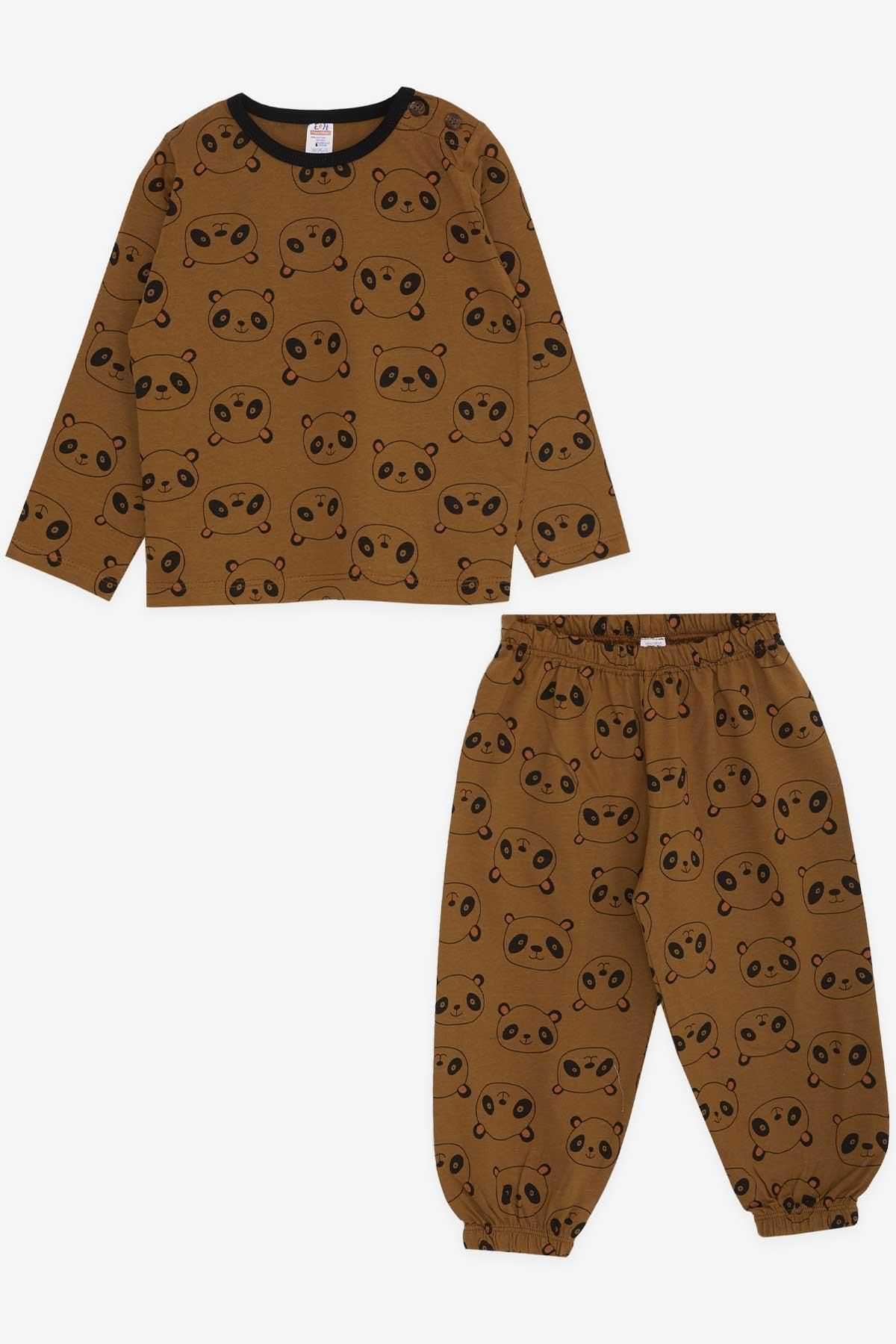 Breeze Erkek Bebek Pijama Takımı Panda Desenli 9 Ay-3 Yaş, Açık Kahverengi