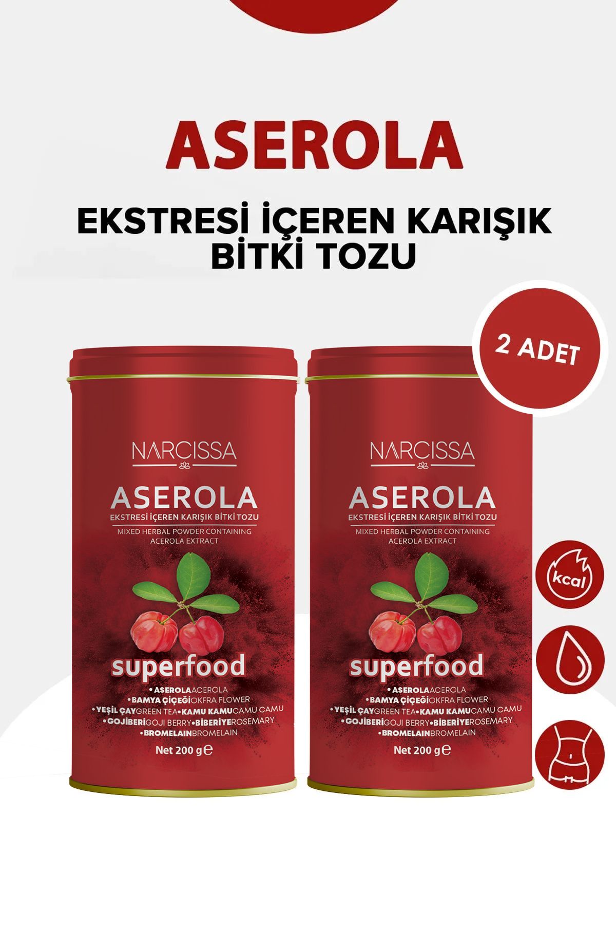 Narcissa 2 Adet - Aserola Ekstresi Içeren Karışık Bitki Tozu