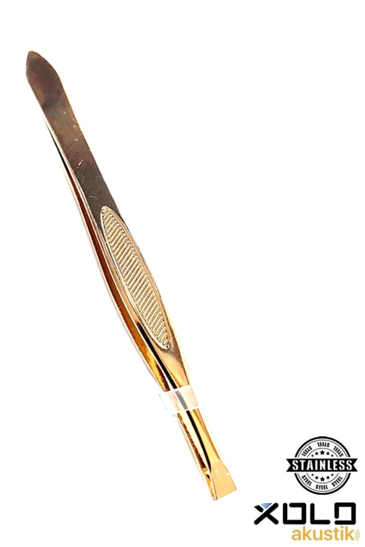 Xolo Gold Akustik Cımbız Serisi Lazerli İnce Düz Uçlu Kıl Tüy Kaş Cımbızı XLC517