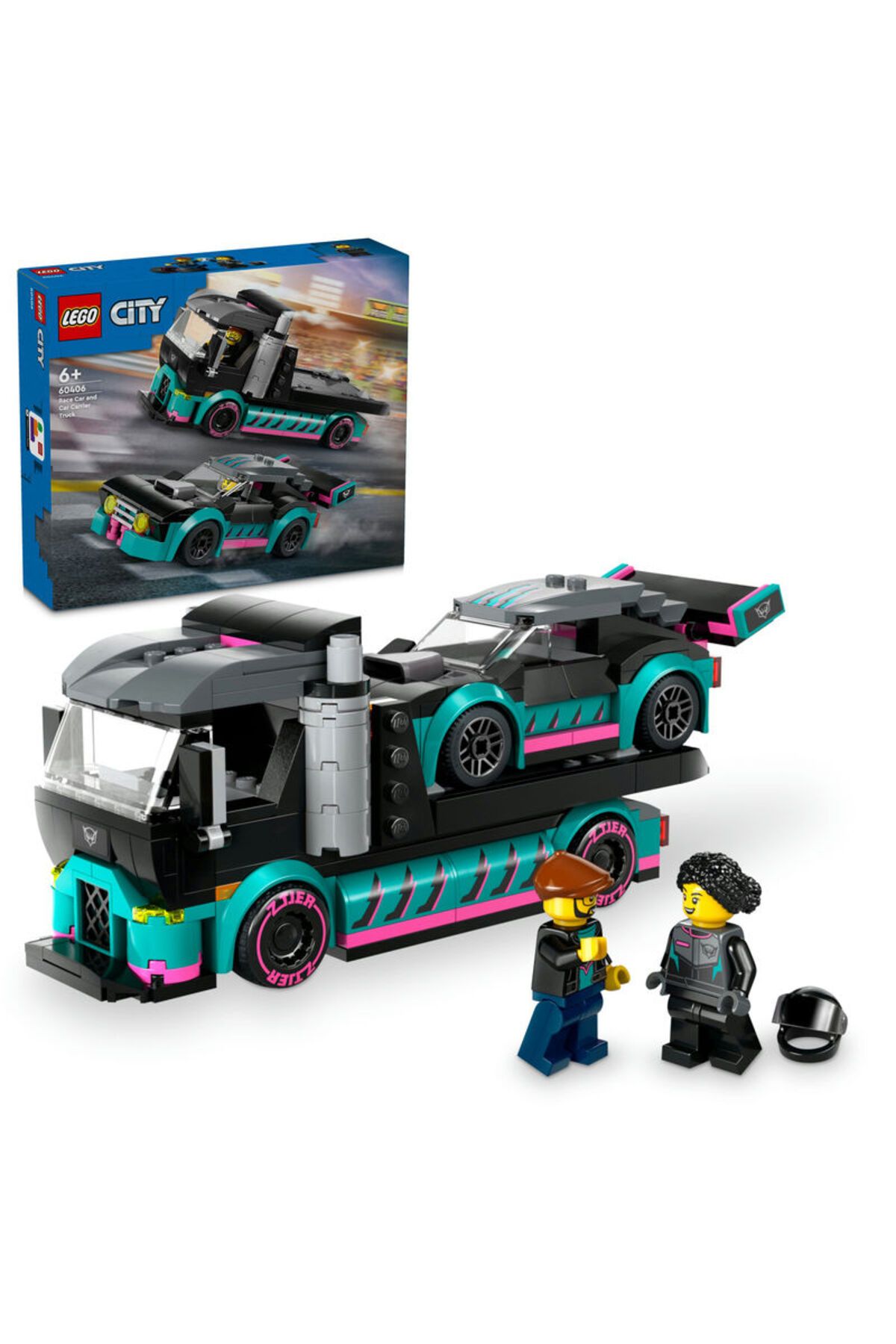 LEGO ® City Yarış Arabası ve Araba Taşıyıcı Kamyon 60406- 6 Yaş ve Üzeri İçin Yapım Seti (328 Parça)