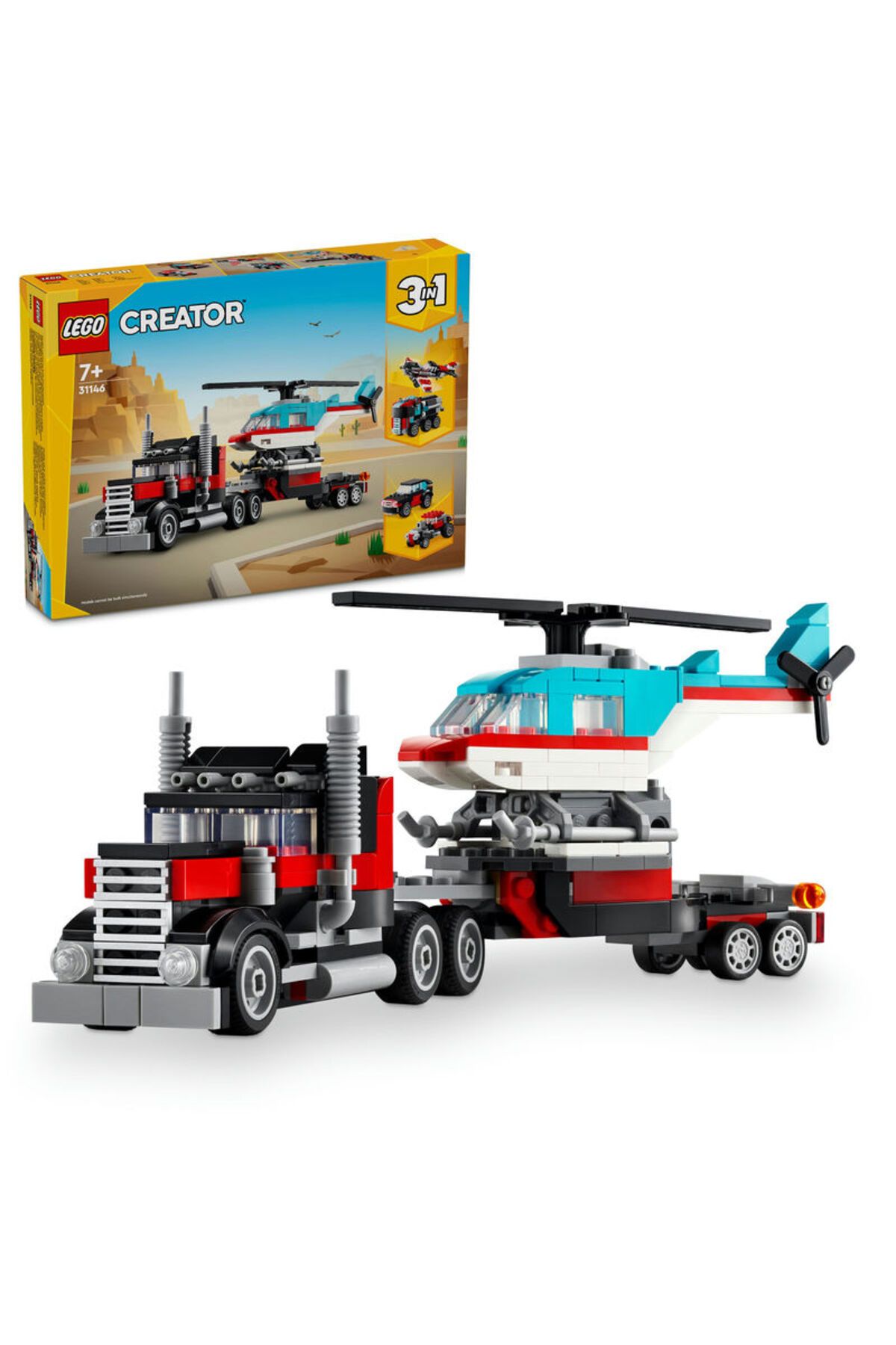 LEGO ® Creator Helikopterli Açık Kasa Kamyon 31146  - 7 Yaş ve Üzeri İçin Yapım Seti (270 Parça)