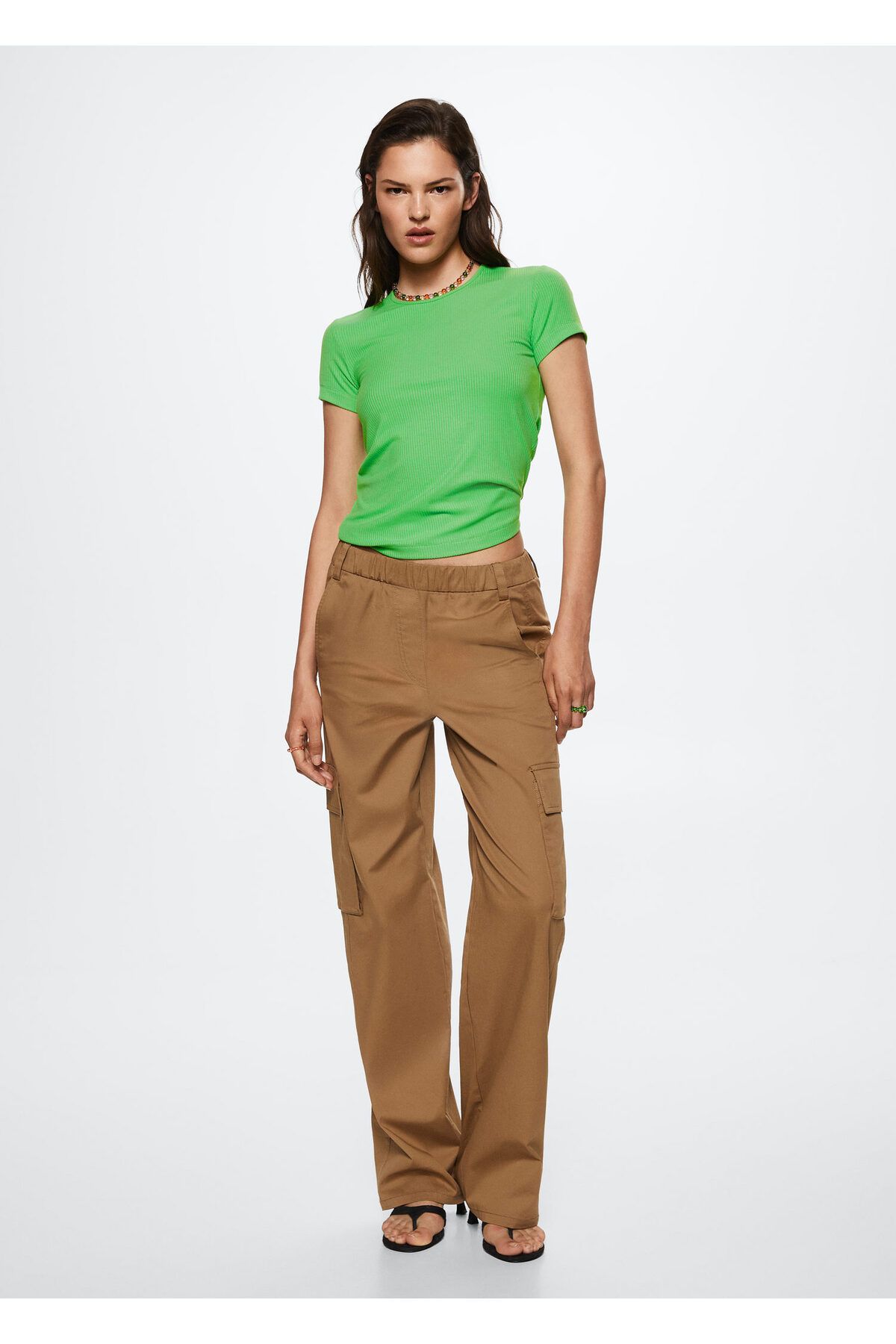 MANGO Yeşil Kadın T-Shirt  37001092
