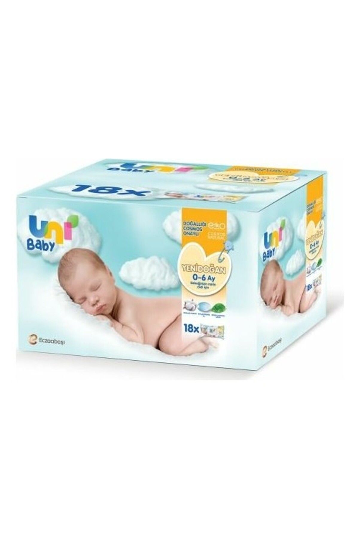 Uni Baby Yenidoğan Islak Pamuk Mendil 40 Lı X 18 Adet ( 720 Yaprak )