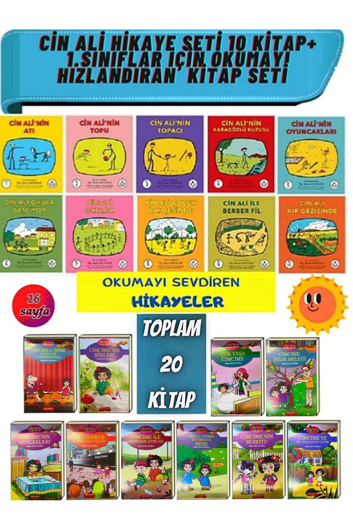 Cin Ali Yayınları Cin Ali Hikaye Seti 10 Kitap+ 1.sınıflar Için Okumayı Sevdiren Hızlandıran Set