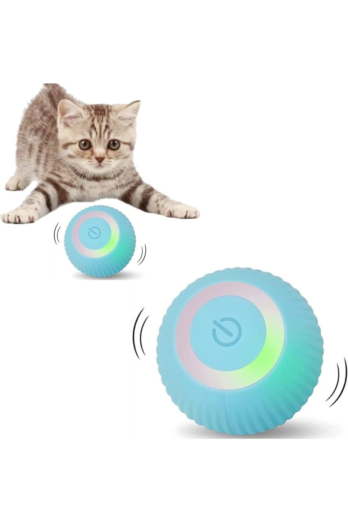 HediyeFilesi Şarjlı Kedi Oyun Topu Interaktif 360 Derece Dönen Kedi Oyuncağı Oto Hareket Eden