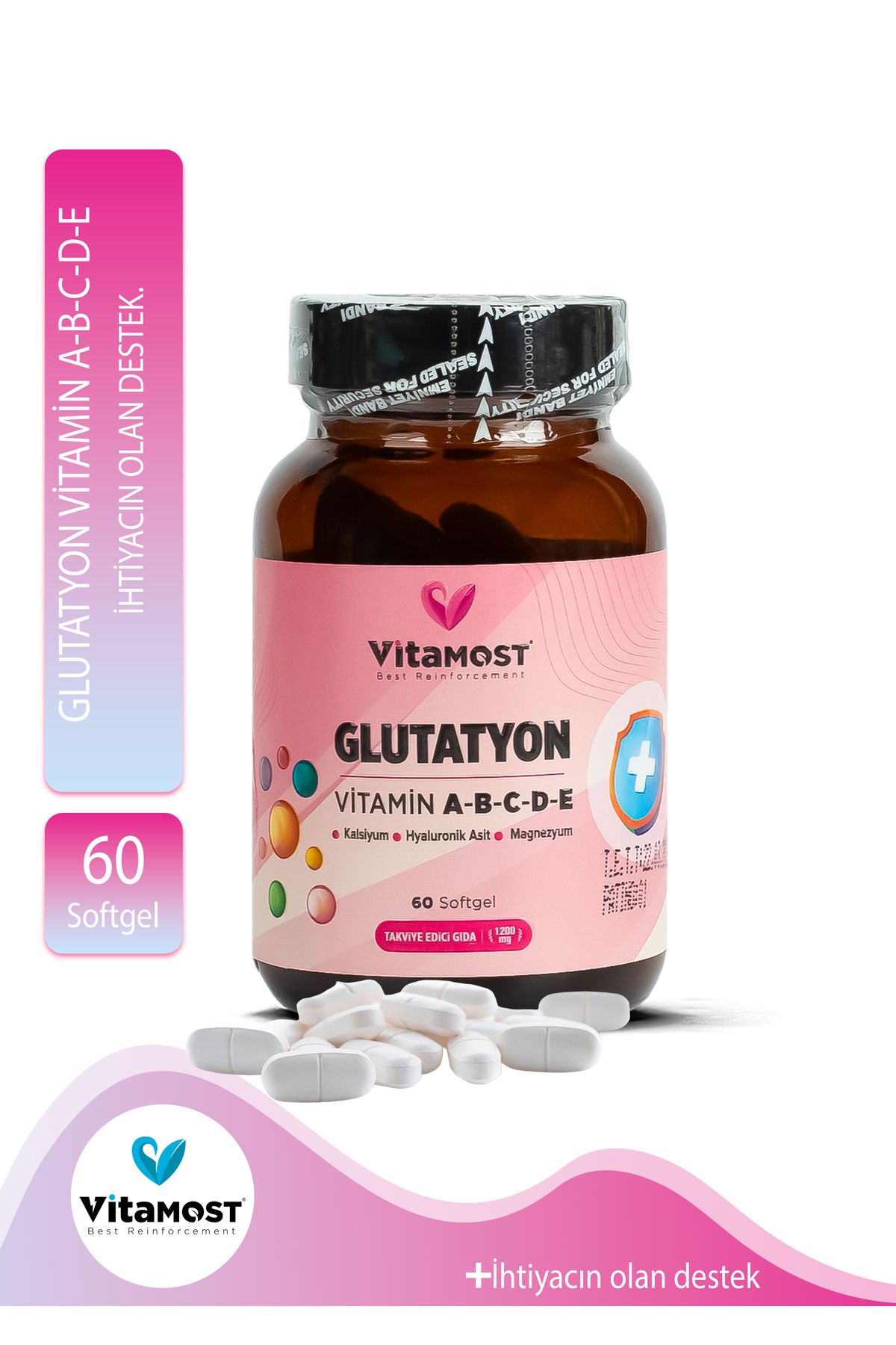 Vitamost Glutatyon, Vitamin A.b.c.d.e. Calcium Magnesium (KALSİYUM MAGNEZYUM) 60 Softgel