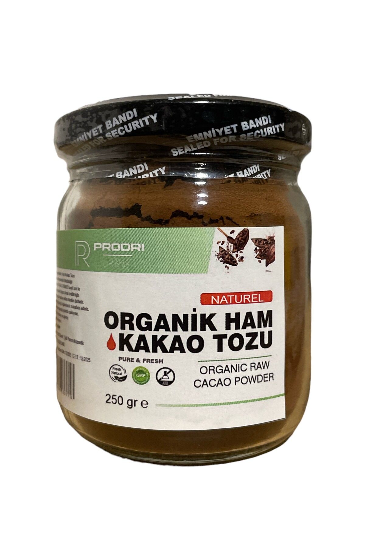 Proori Ham Doğal Kakao Tozu 250gr (125 gr Cam *2 Li ) ( Glutensiz, Vegan)