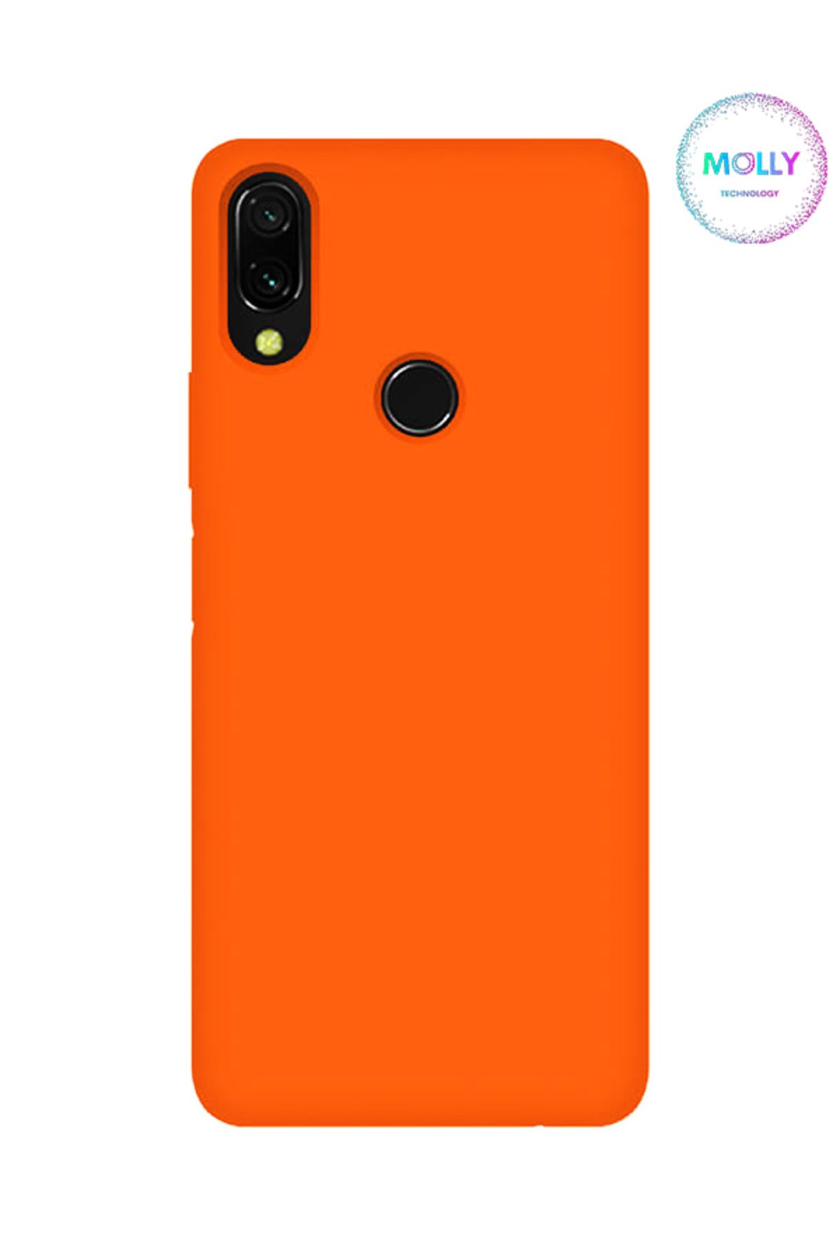 Molly Xiaomi Redmi Note 7 İçin Turuncu Liquid İçi Kadife Silikon Kılıf