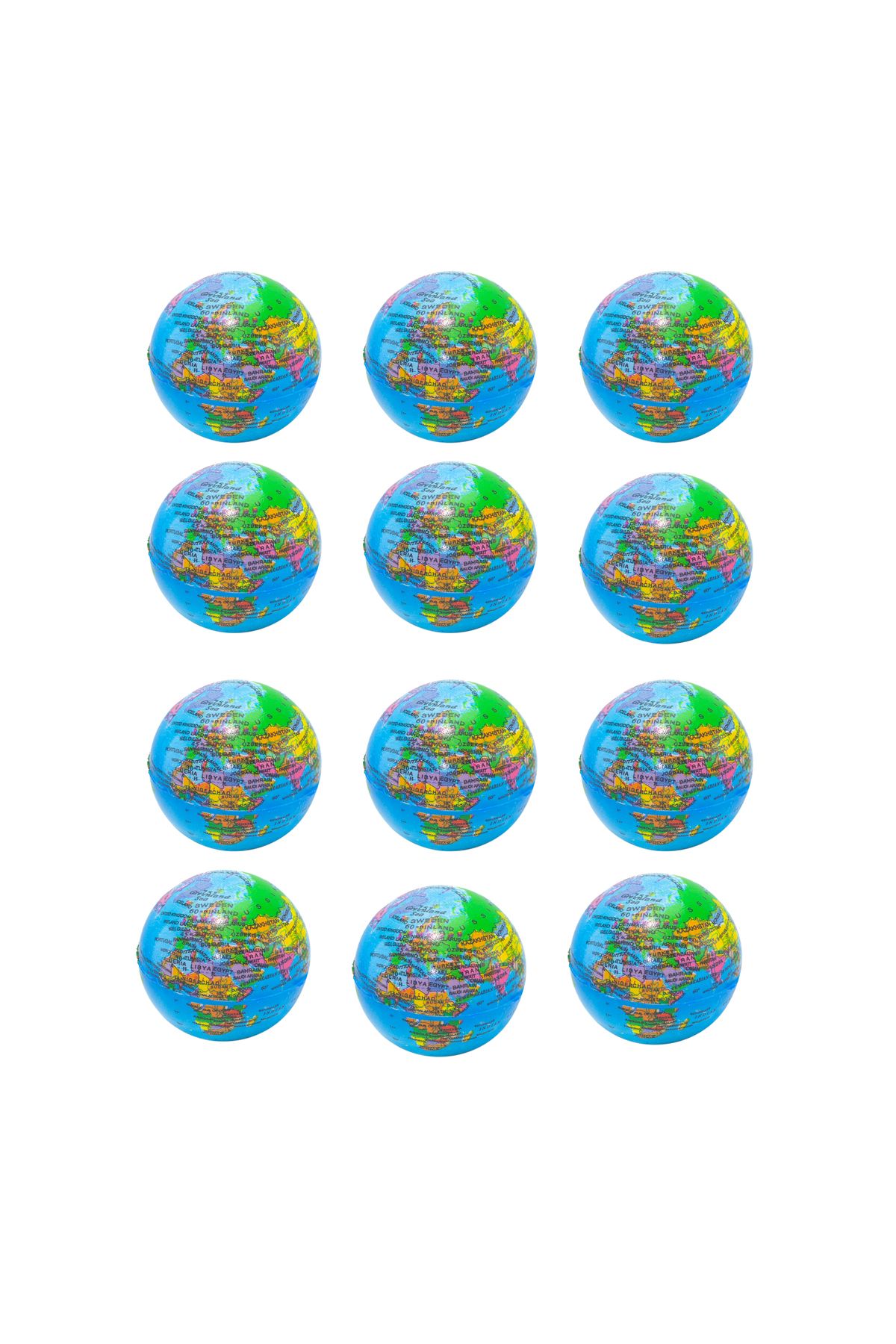 Erzi Stres Topu Dünya Haritalı 6 Cm 12 Adet