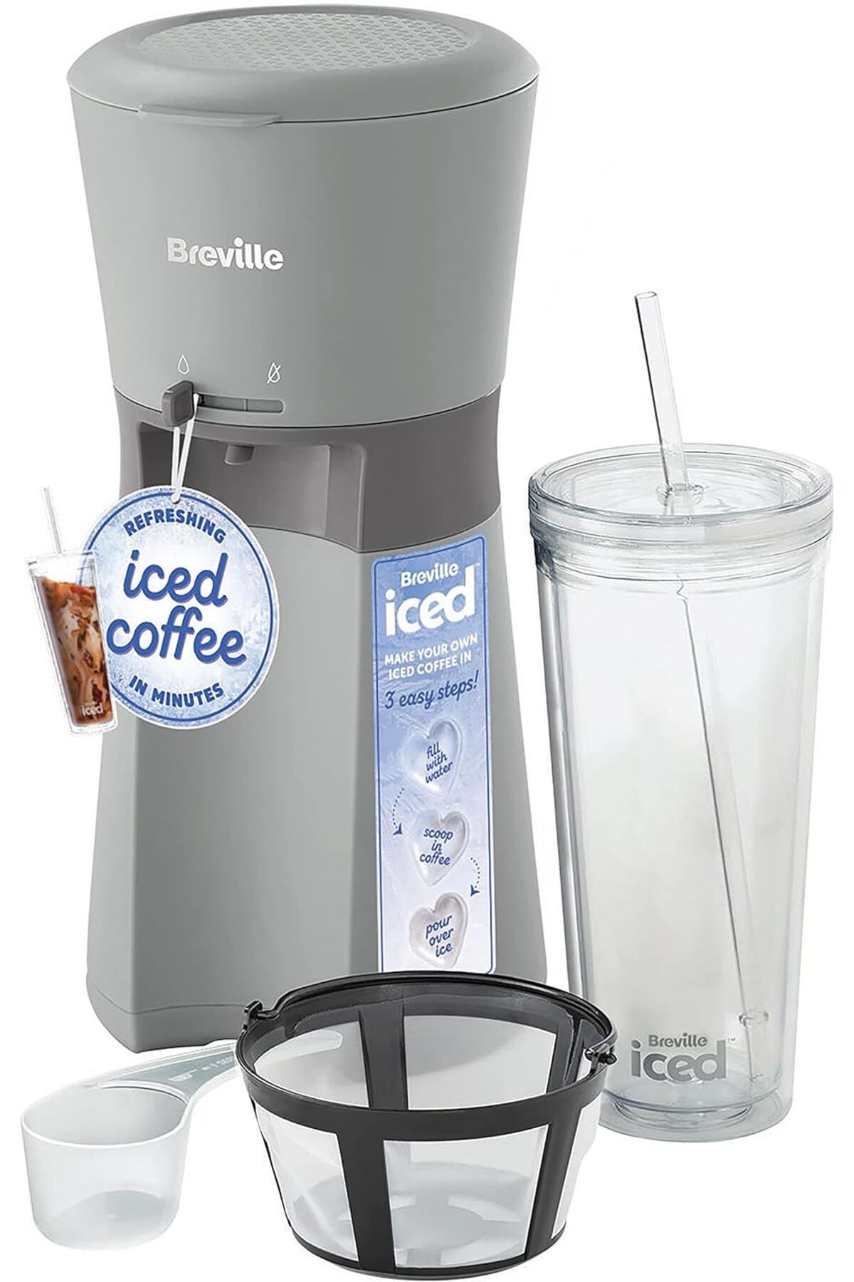 Breville Buzlu Kahve Makinesi | Tek Servis Buzlu Kahve Makinesi Artı Pipetli Kahve Fincanı | 4 Dakikada Hazır