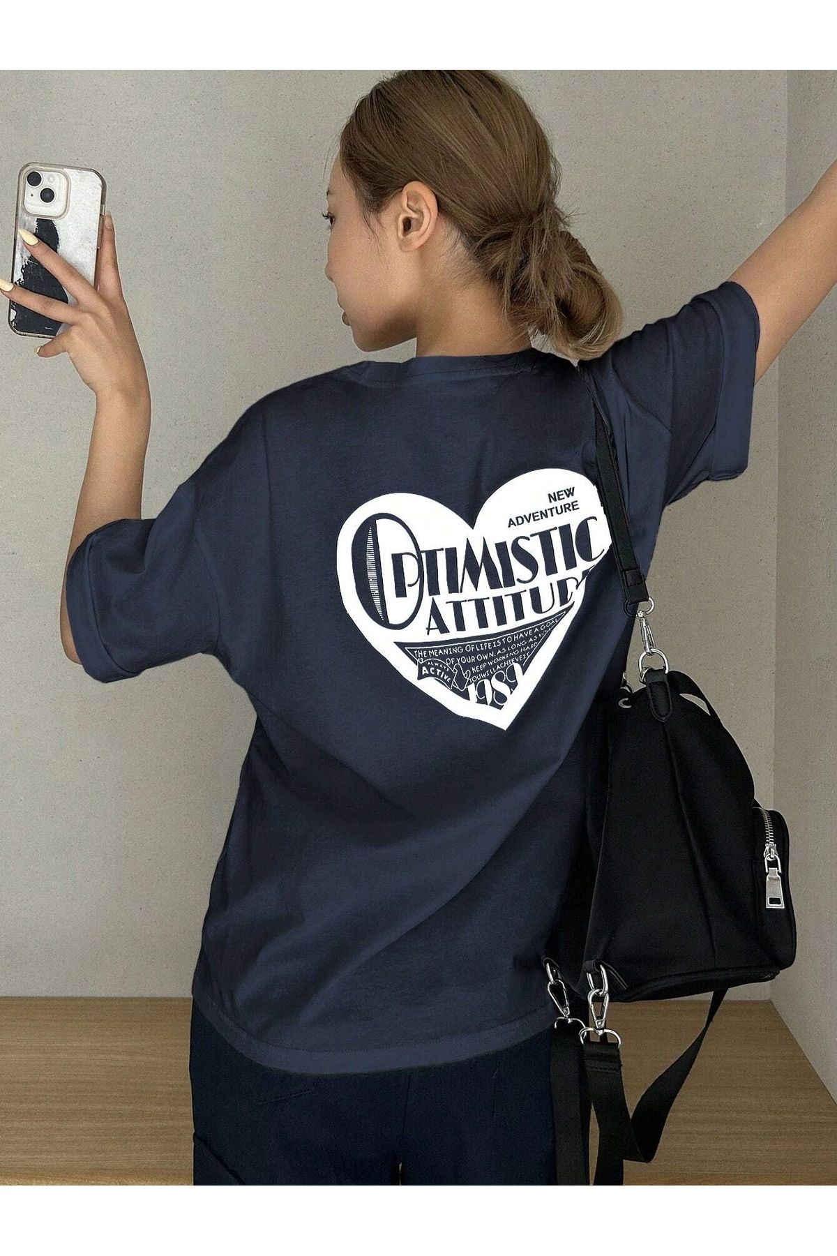 MOONBULL Unisex Oversize Optimistic Attitude Sırt Baskılı T-shirt