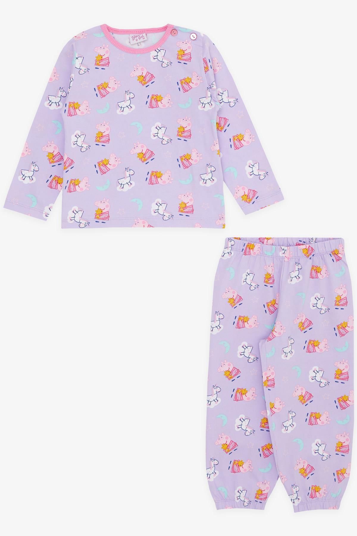 Breeze Kız Bebek Pijama Takımı Sevimli Domuzcuk Desenli 9 Ay-3 Yaş, Lila