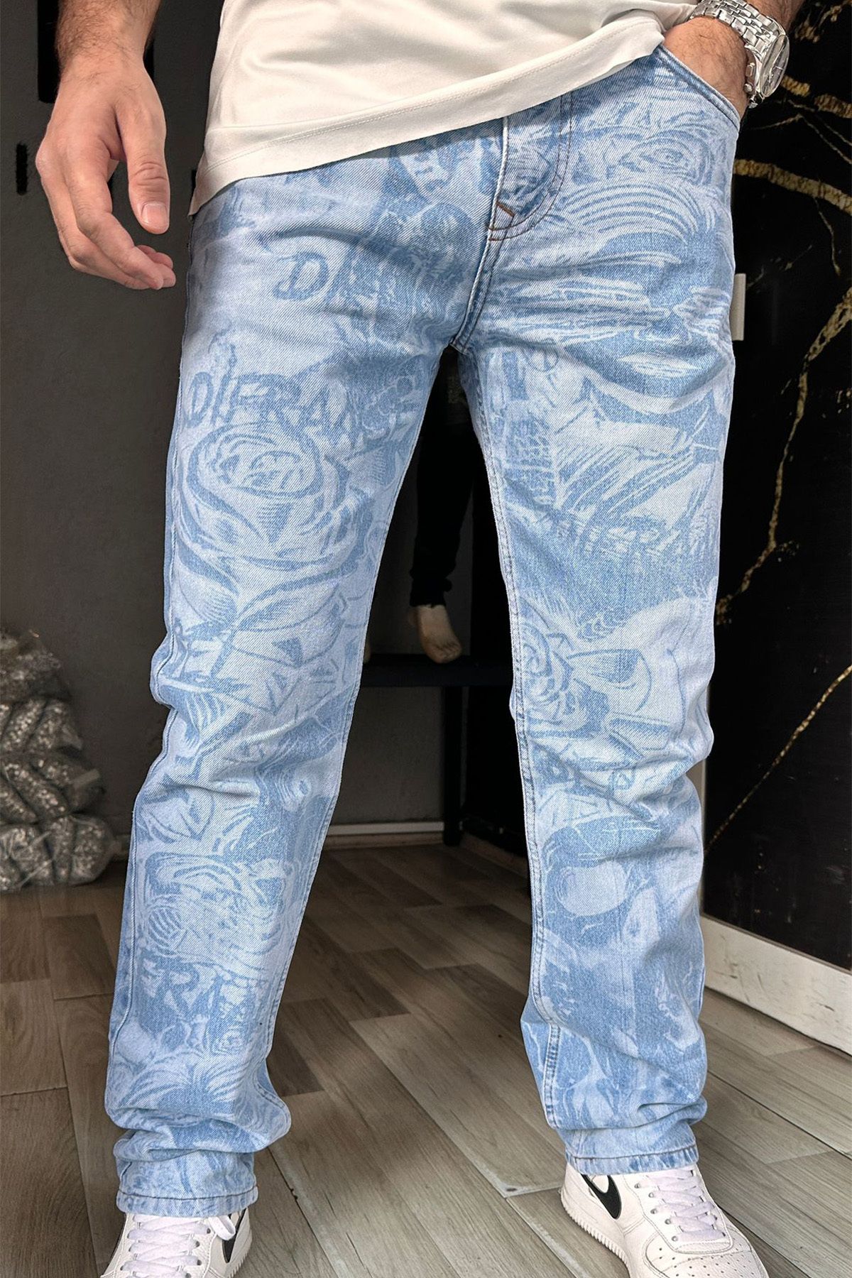 viking's line Erkek Mixxed Patern Baggy Jeans