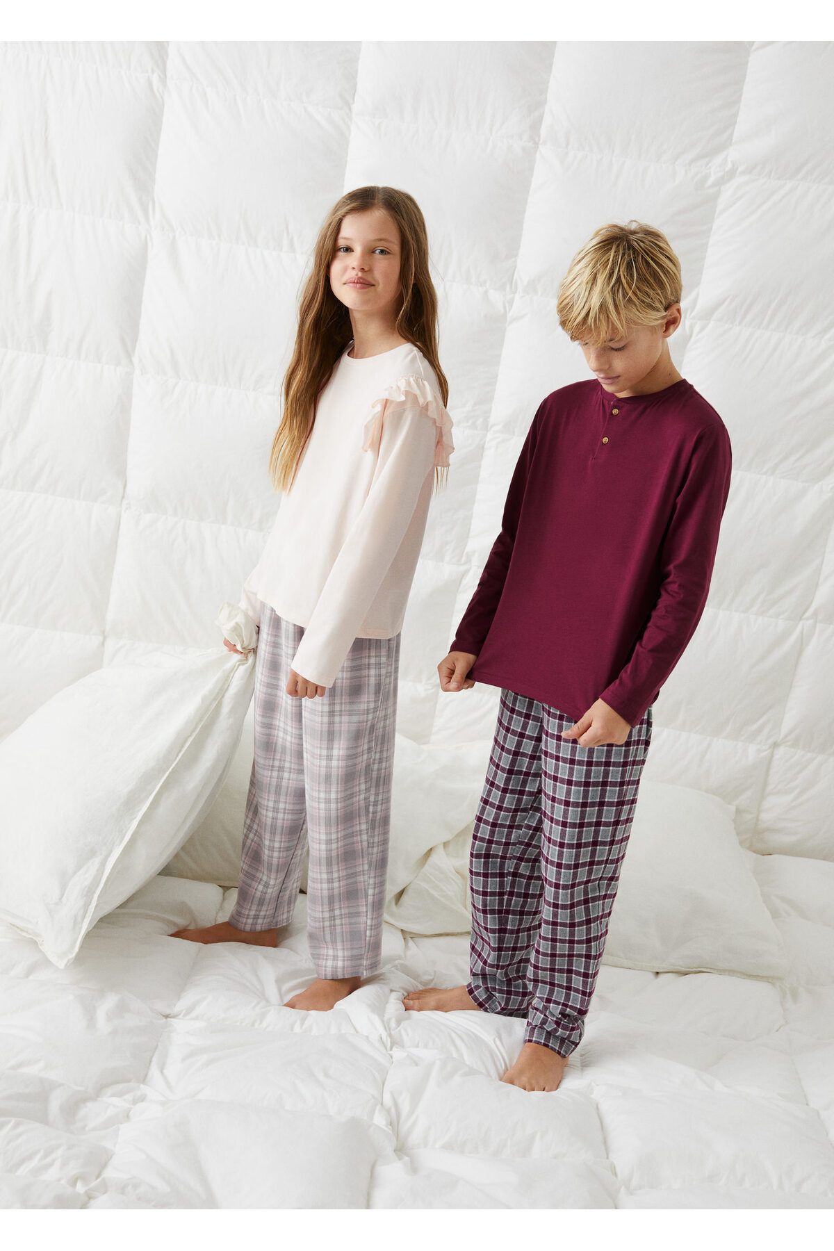 MANGO Kids Açık Pembe Kız Çocuk Pijama Takımı 37069204