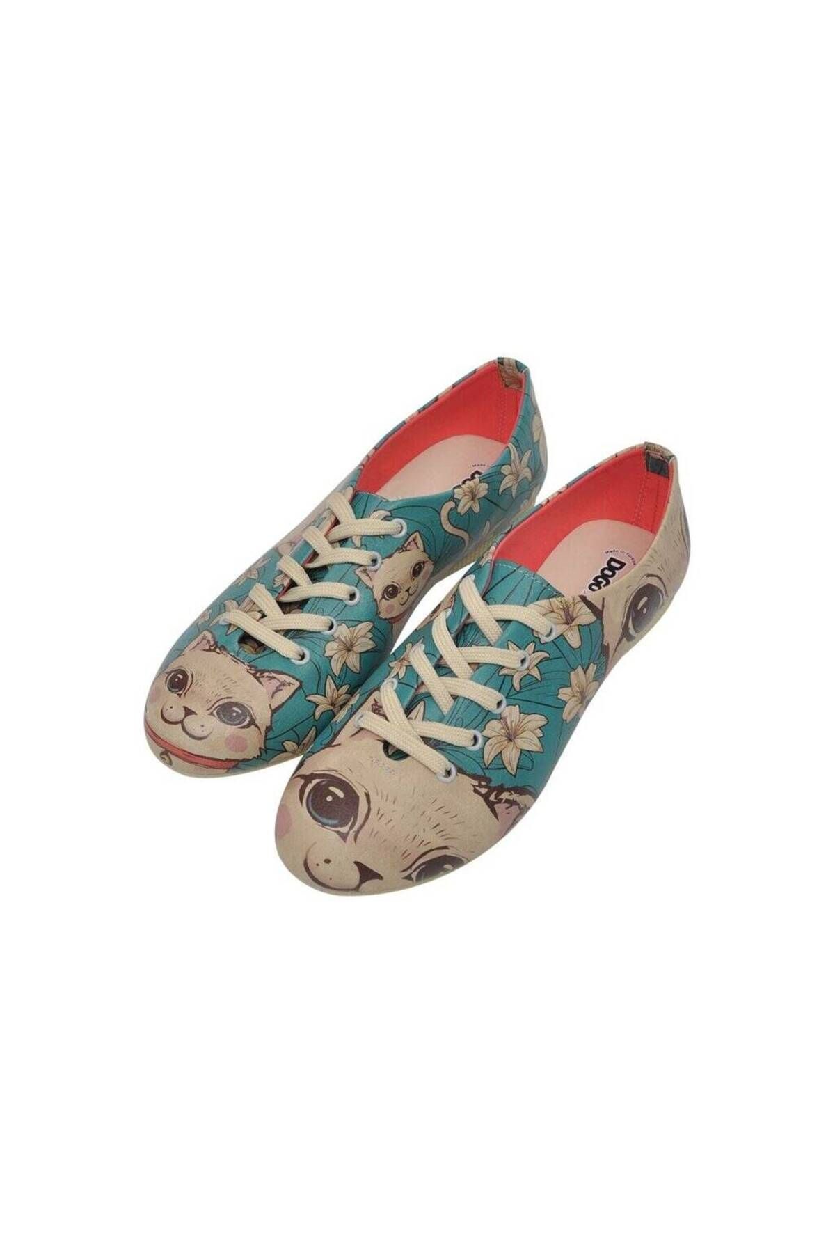Dogo Kadın Vegan Deri Mavi Günlük Ayakkabı - Lily The Cat Tasarım