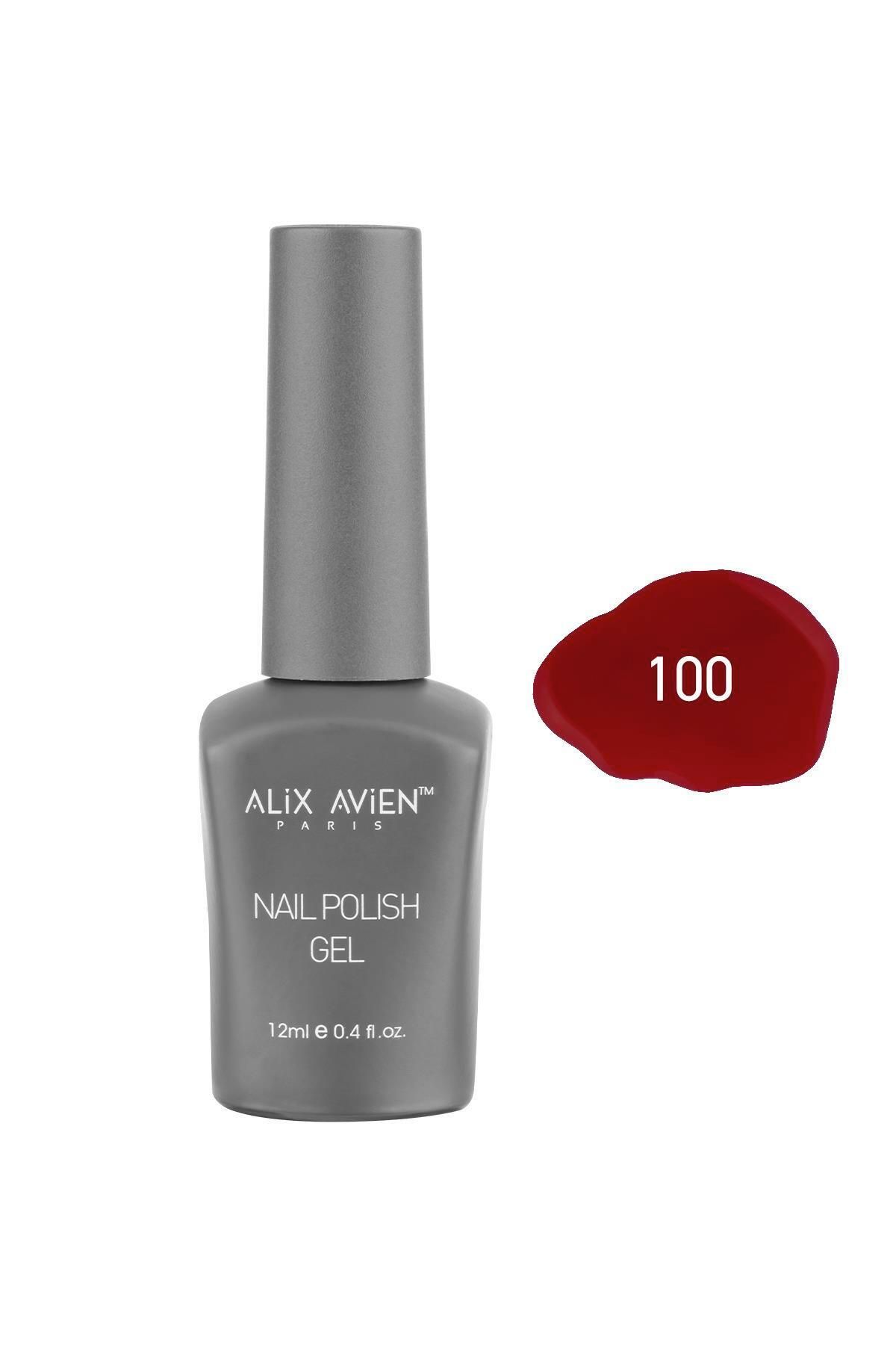 Alix Avien Koyu Kırmızı Kalıcı Oje 100-Yoğun Renk Veren Jel Oje 12 ml-Nail UV Gel Polish 100