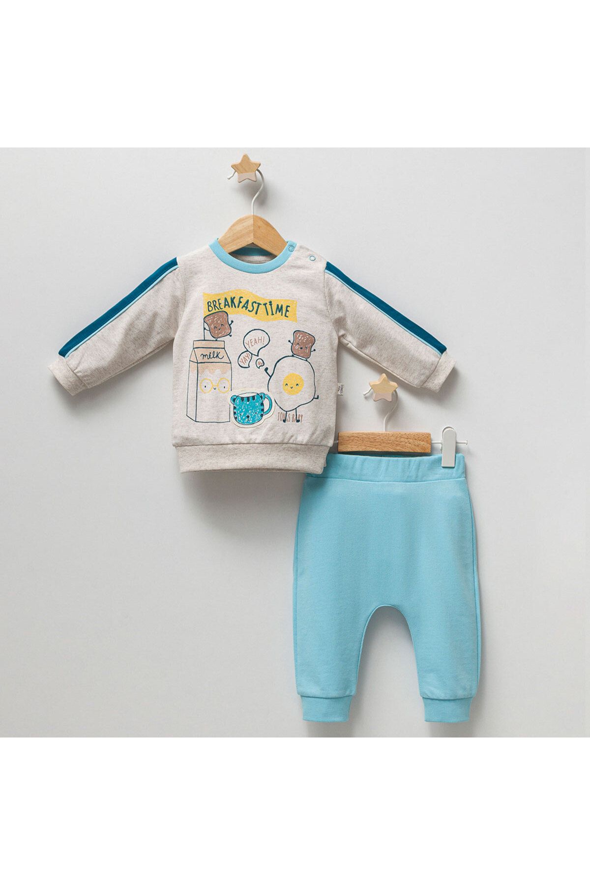 DIDuStore Sevimli Yiyecek Karakterli Sweatshirt ve Pantolonlu Erkek Bebek Giyim Takımı