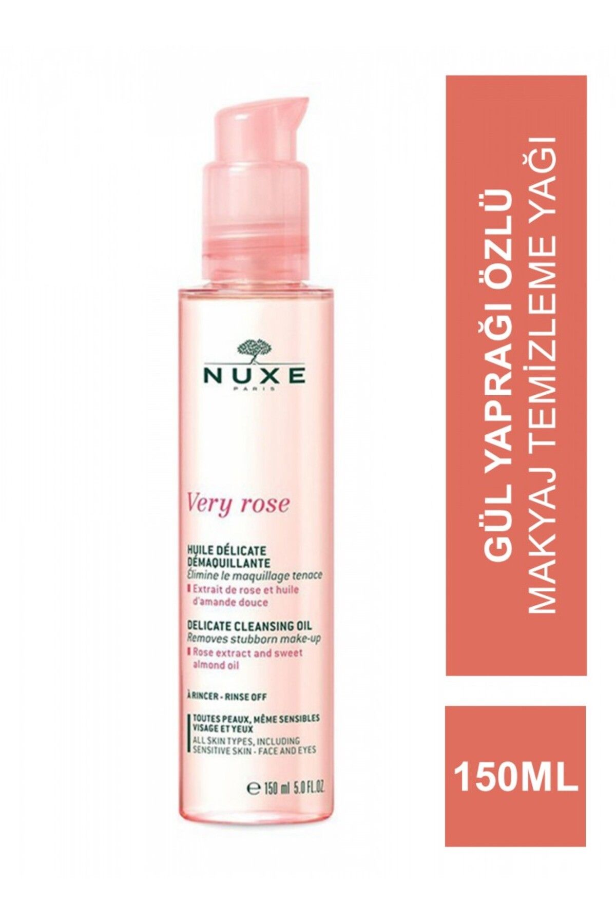 Nuxe Very Rose - Gül Özü Ve Tatlı Badem Yağı İçeren Dengeleyici Makyaj Temizleme Yağı 150 ml