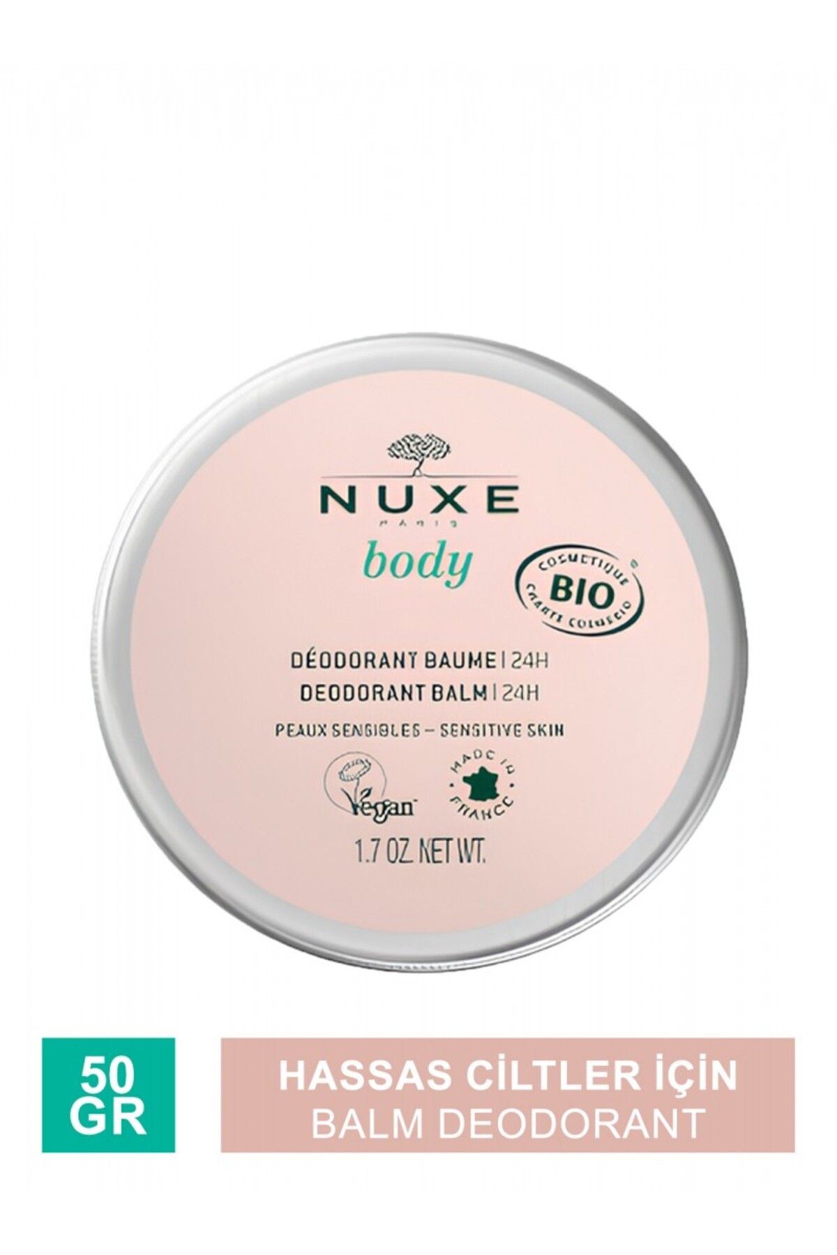 Nuxe Body - 24 Saat Etkili Hassas Ciltler İçin Formüle Edilmiş Katı Balm Deodorant 50 gr Vegan