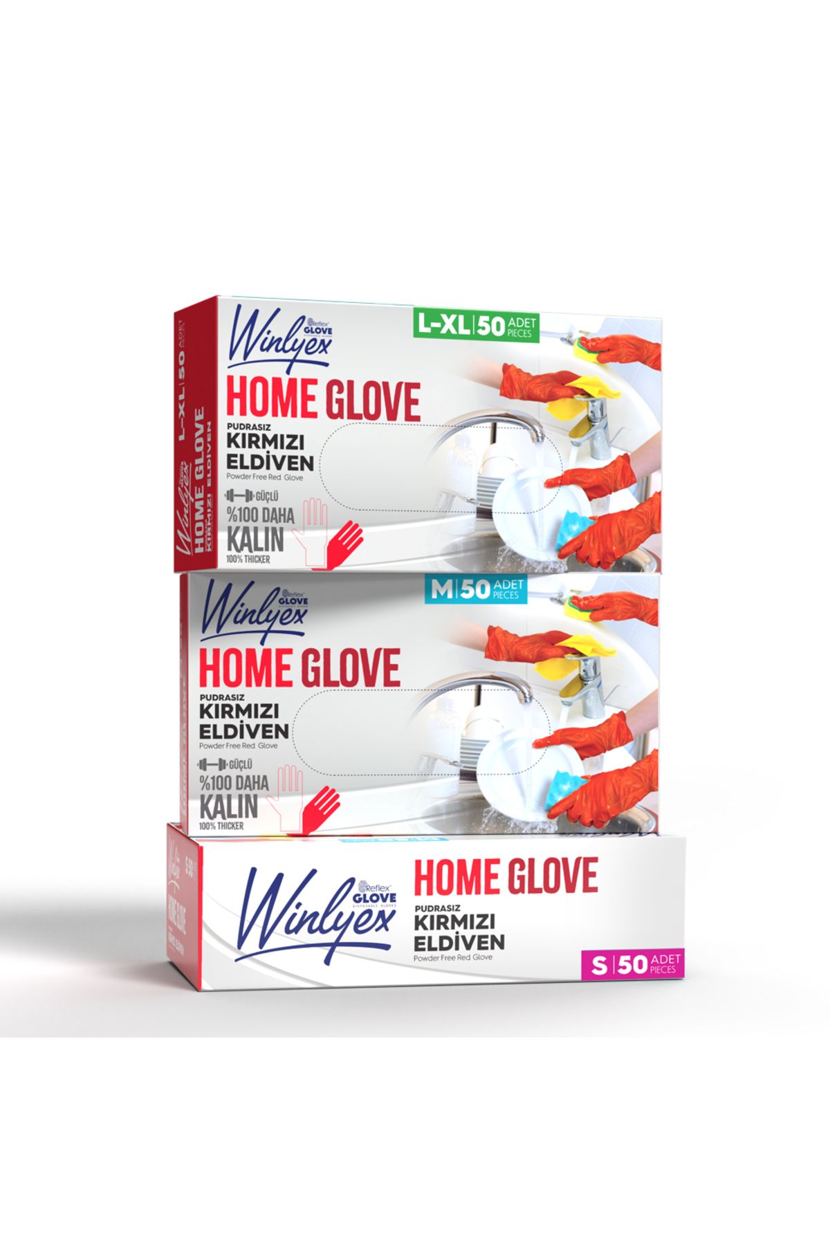 Reflex Winlyex Home Glove Pudrasız Kırmızı Eldiven L/XL Beden