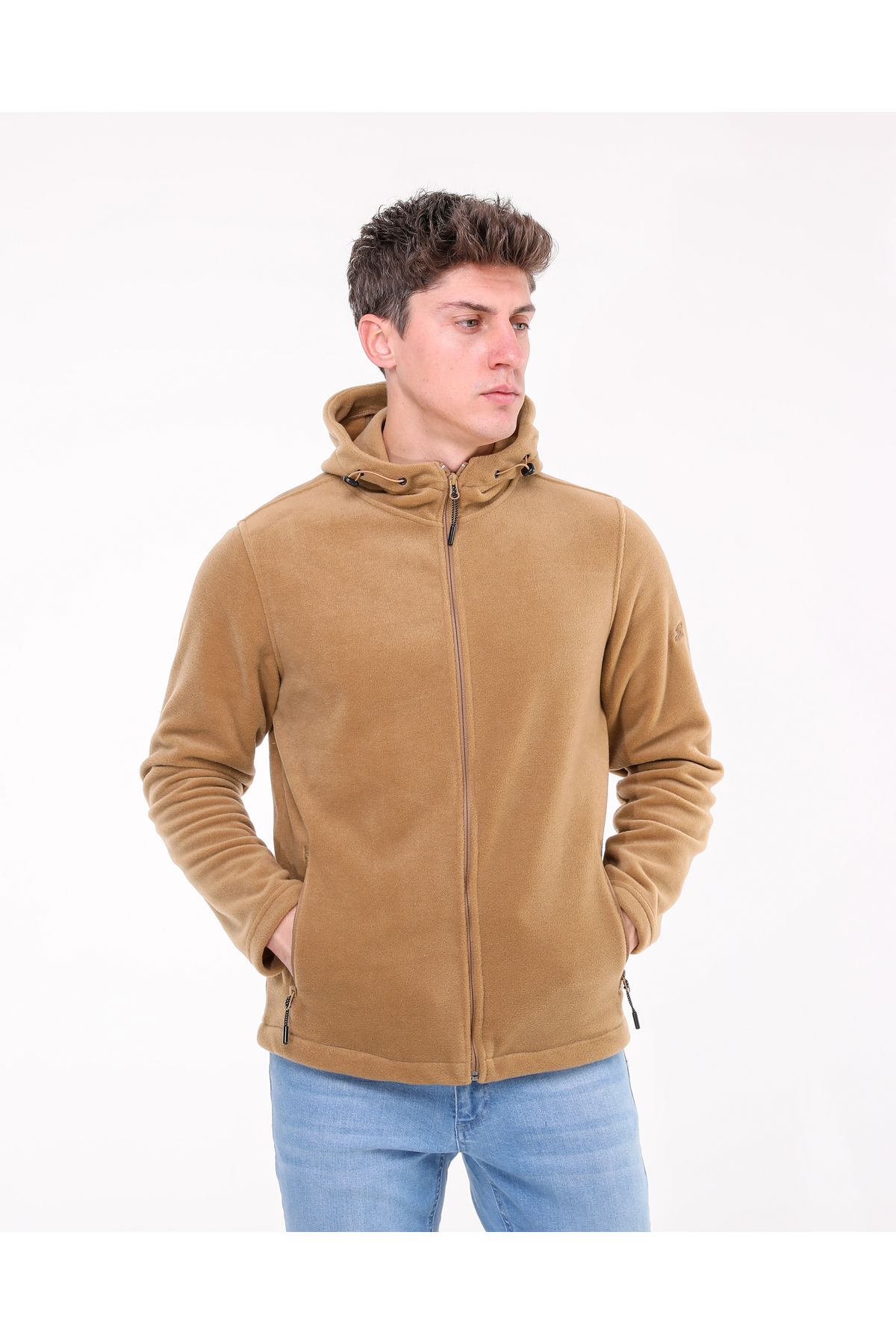 RED RACE Camel Kapşonlu Fermuarlı Polar Sweatshirt