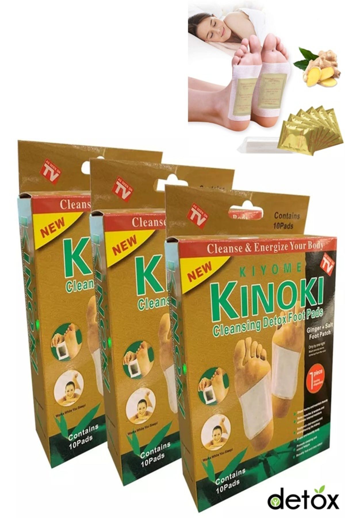 Xolo Kinoki 3 Set 30 Adet Zencefil Yağlı Detox Toksin Atıcı Ayak Bandı Seti Detox Foot Patch