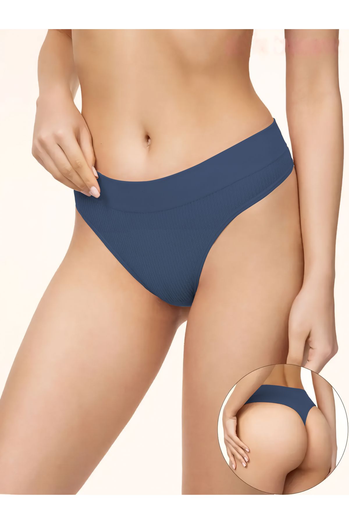 MİSTİRİK Paulo Model Fitilli Tanga Esnek String Pamuklu String Mavi Renk