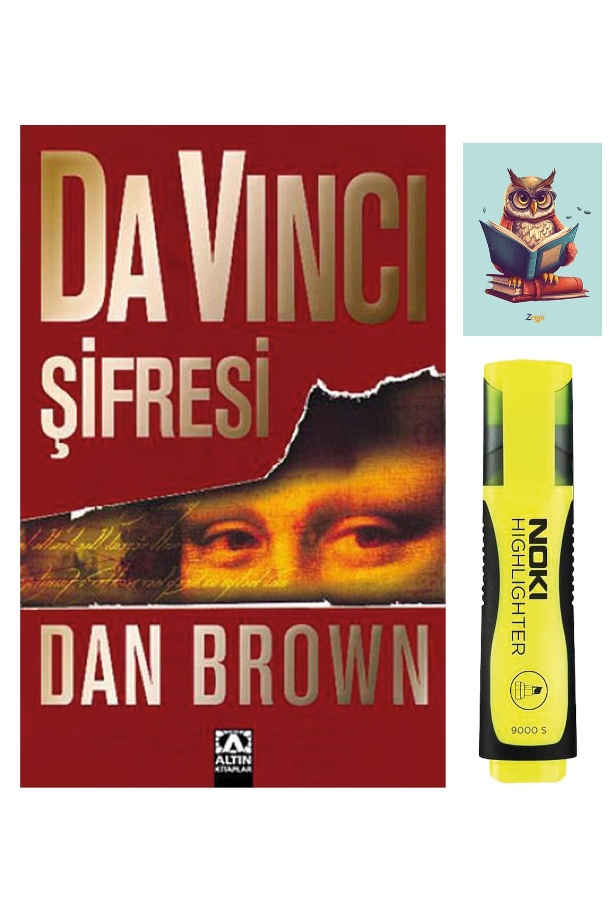 Dara Yayınları Da Vinci Şifresi - Dan Brown - Altın Kitaplar - 9789752104037 - Sarı Fosforlu Kalem - Defterli Seti