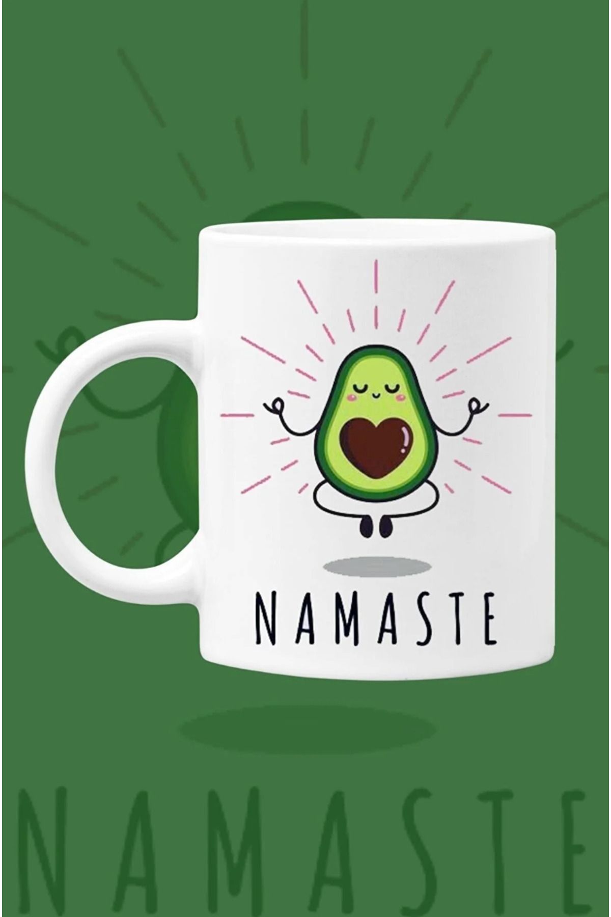 My Retail Namaste Avokado Baskılı Kupa Bardak, Yoga Tutkunları İçin Mükemmel Bir Hediye, Namaste Kupa Bardak