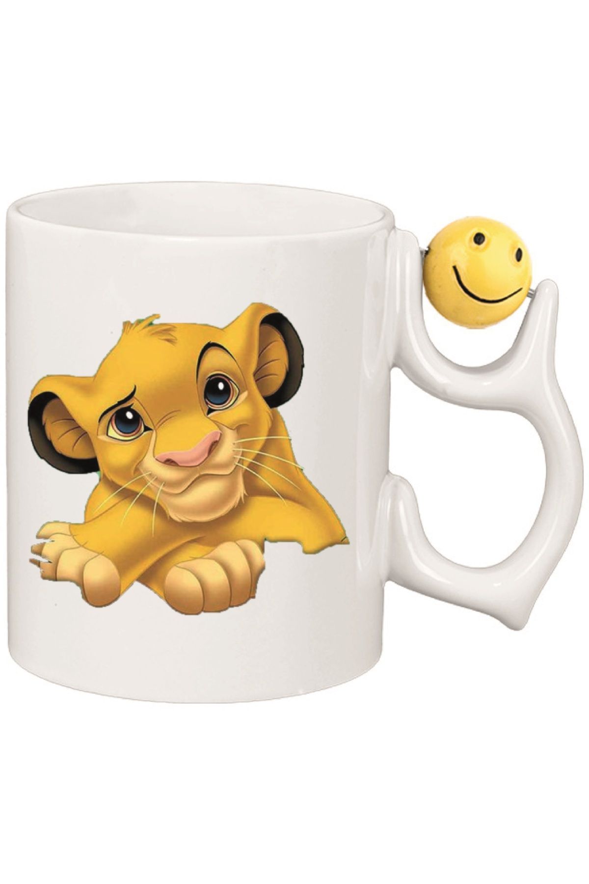newayerwest Kişiye Özel Aslan Kral Simbaa Çocuk Emoji Kalp Kulplu Süblimasyon Baskılı Porselen Kupa Bardak