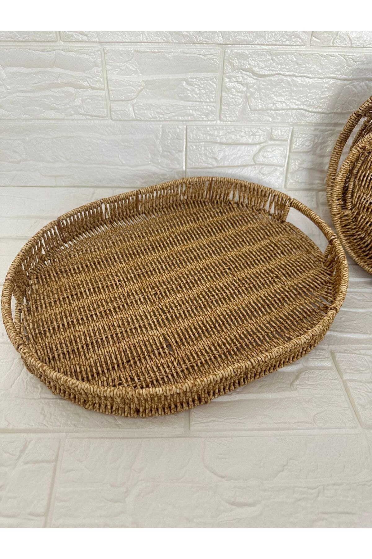 ANJEAHOME Ovi Rattan oval tepsi 40X30x4