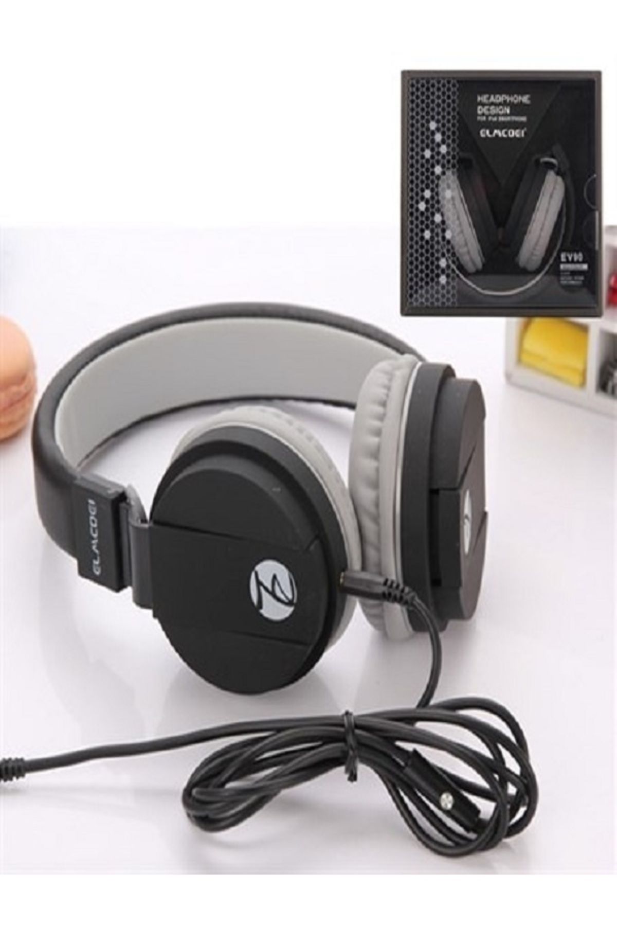 UB Mobile Kulak Üstü Kablolu Ayarlanabilir Kulaklık EV90 Extra Bass Mikrofonlu Oyuncu Sağ Sol Çift Çıkış
