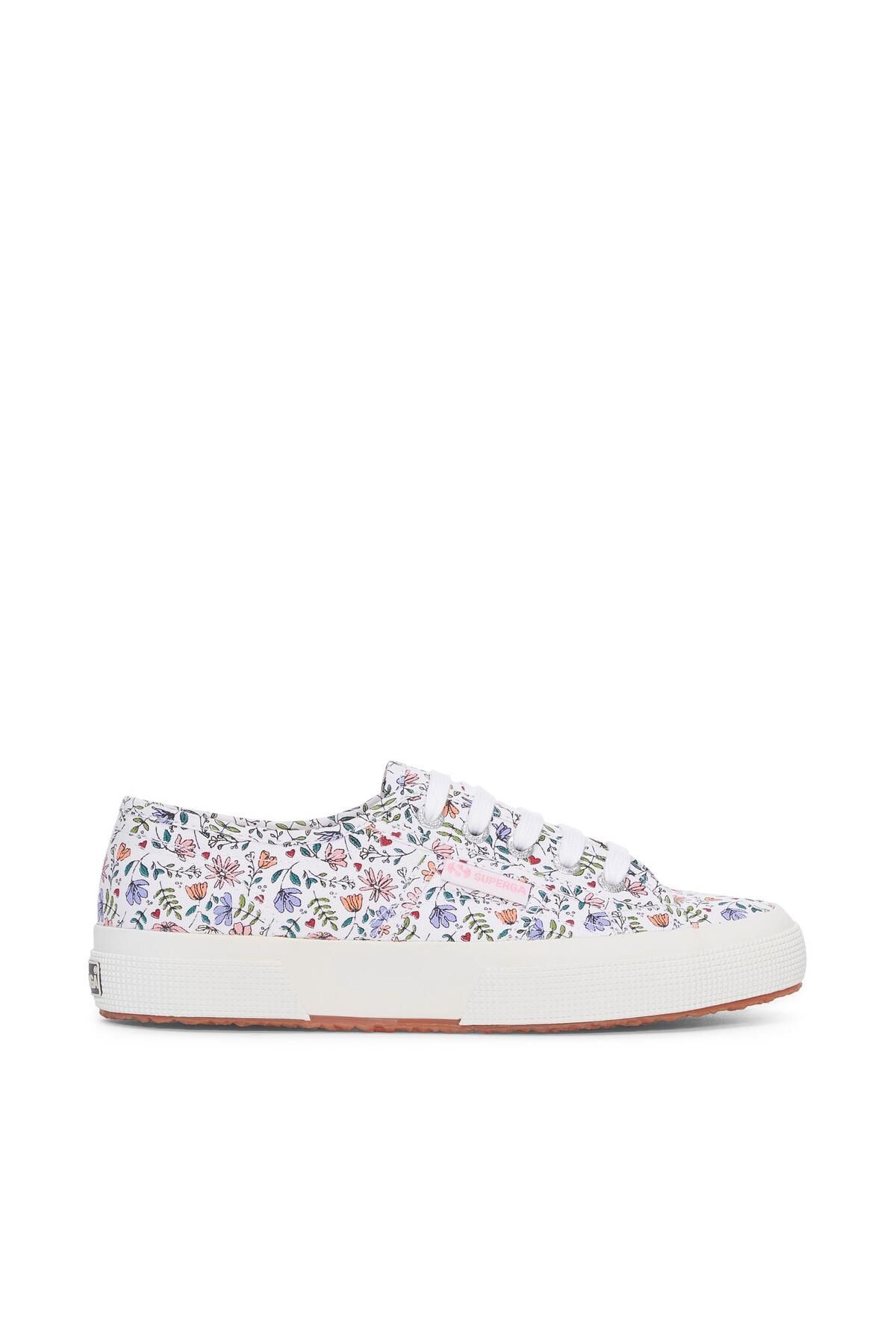 Superga 2750 Little Flowers Print Kadın Beyaz Sneaker
