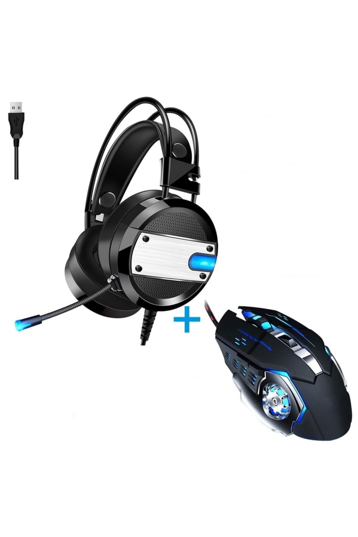 Havana 2'li Set X15 Oyuncu Mouse A10 Kulaklık 7.1 Sesli Gaming Kulaklığı Mikrofonlu Led Işıklı Kulak Üstü