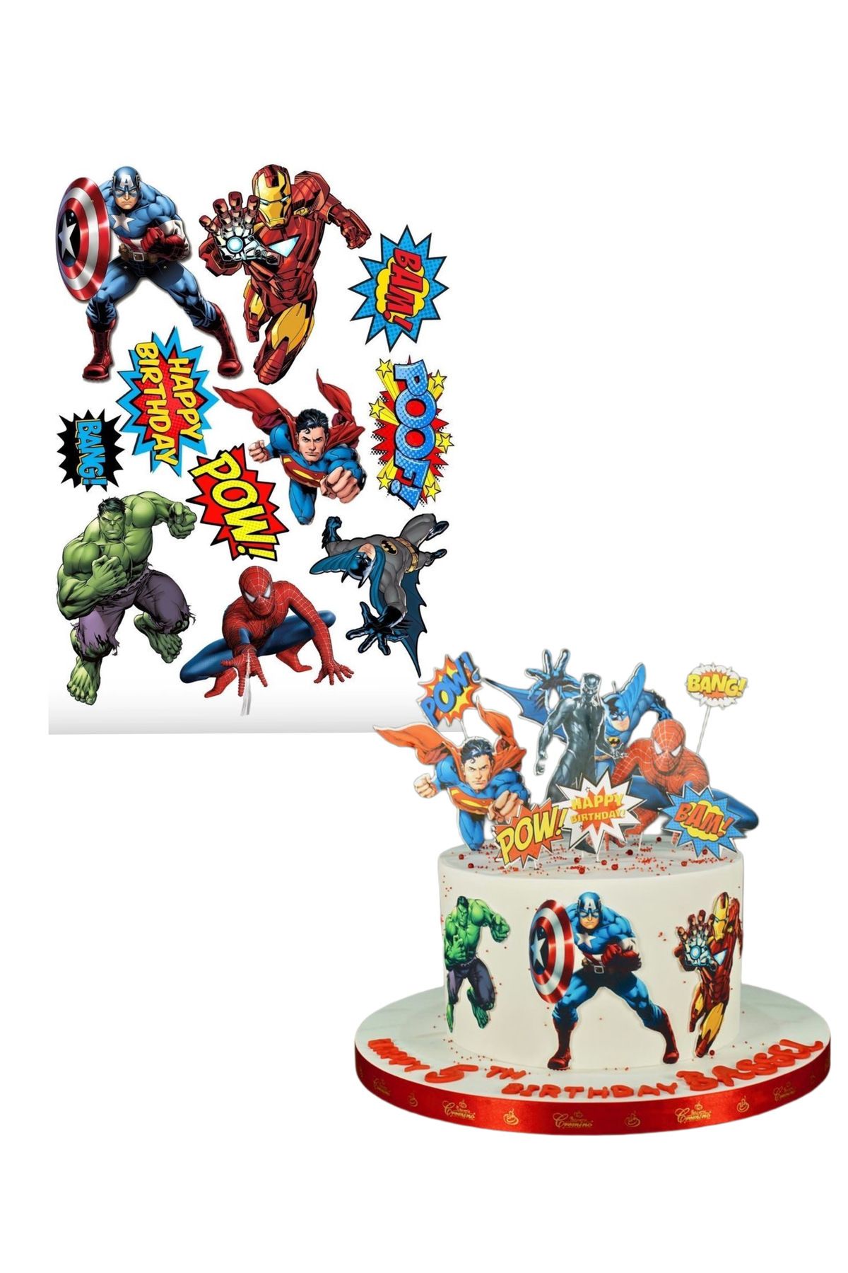 my party box Yenilebilir Marvel Süper Kahramanları Pasta Resim Baskısı