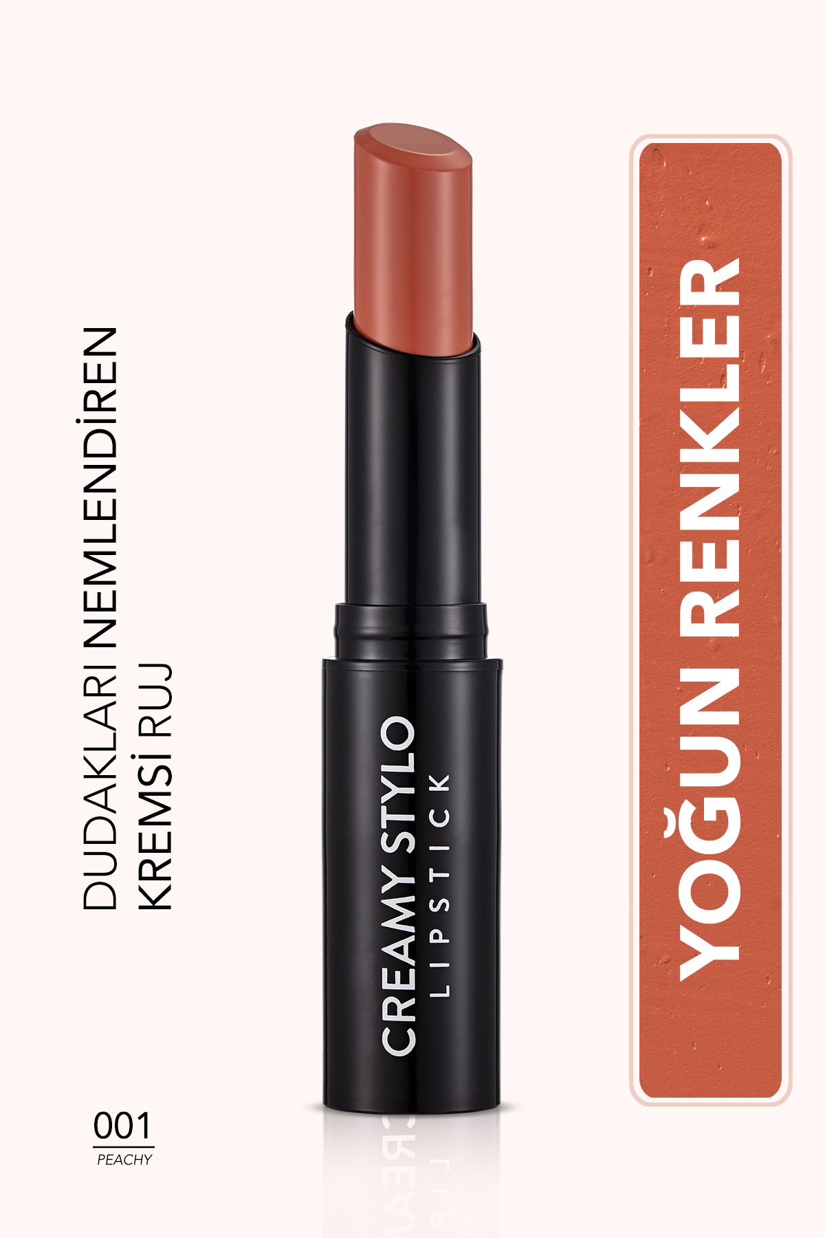 Flormar Yarı Parlak Stick Ruj- Creamy Stylo Lipstick -001 Peachy-8682536013611