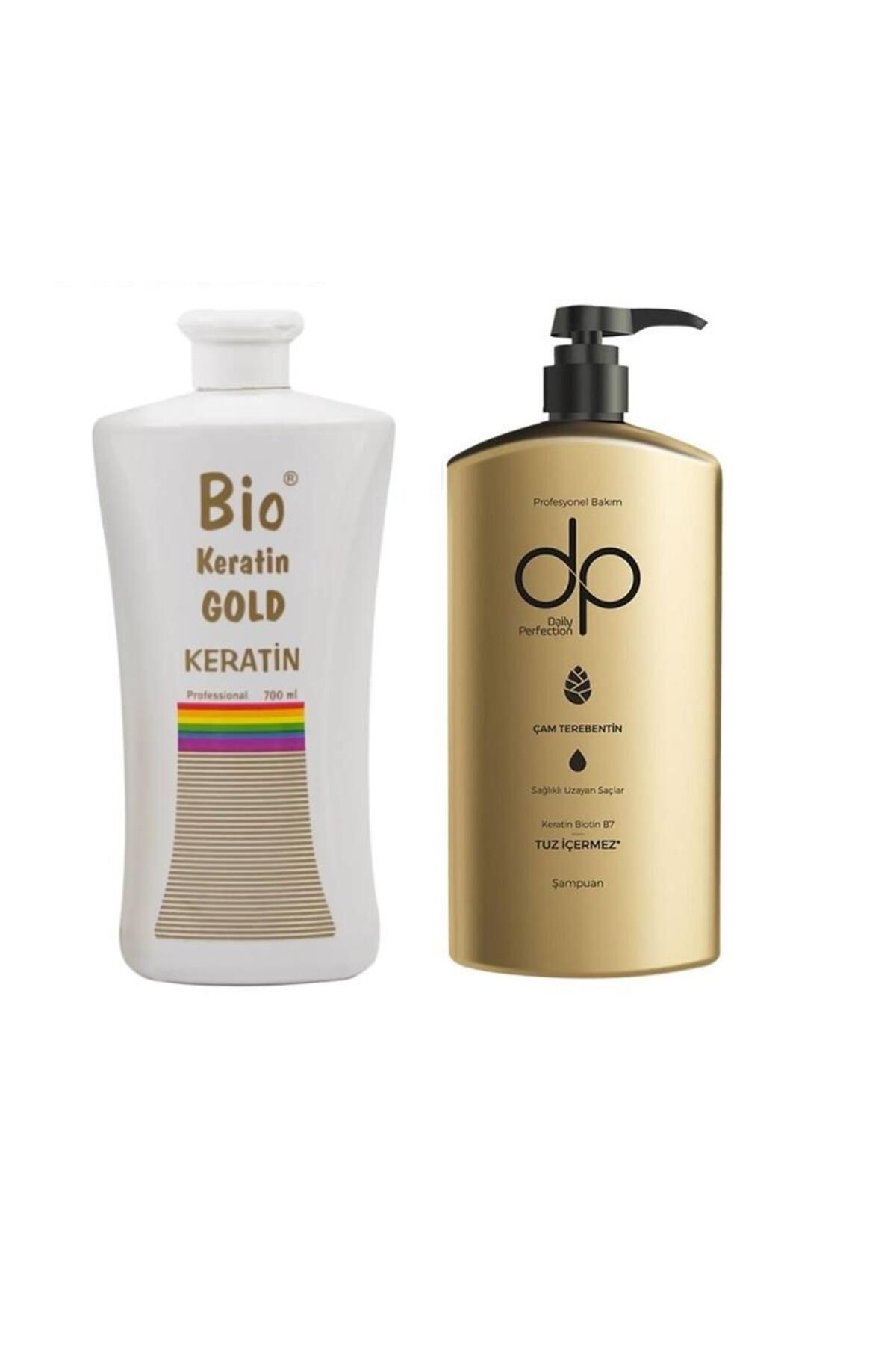 Bio Keratin Gold Brezilyan Fönü Kalıcı Saç Düzleştirici + Tuzsuz Şampuan Çam Terebentin