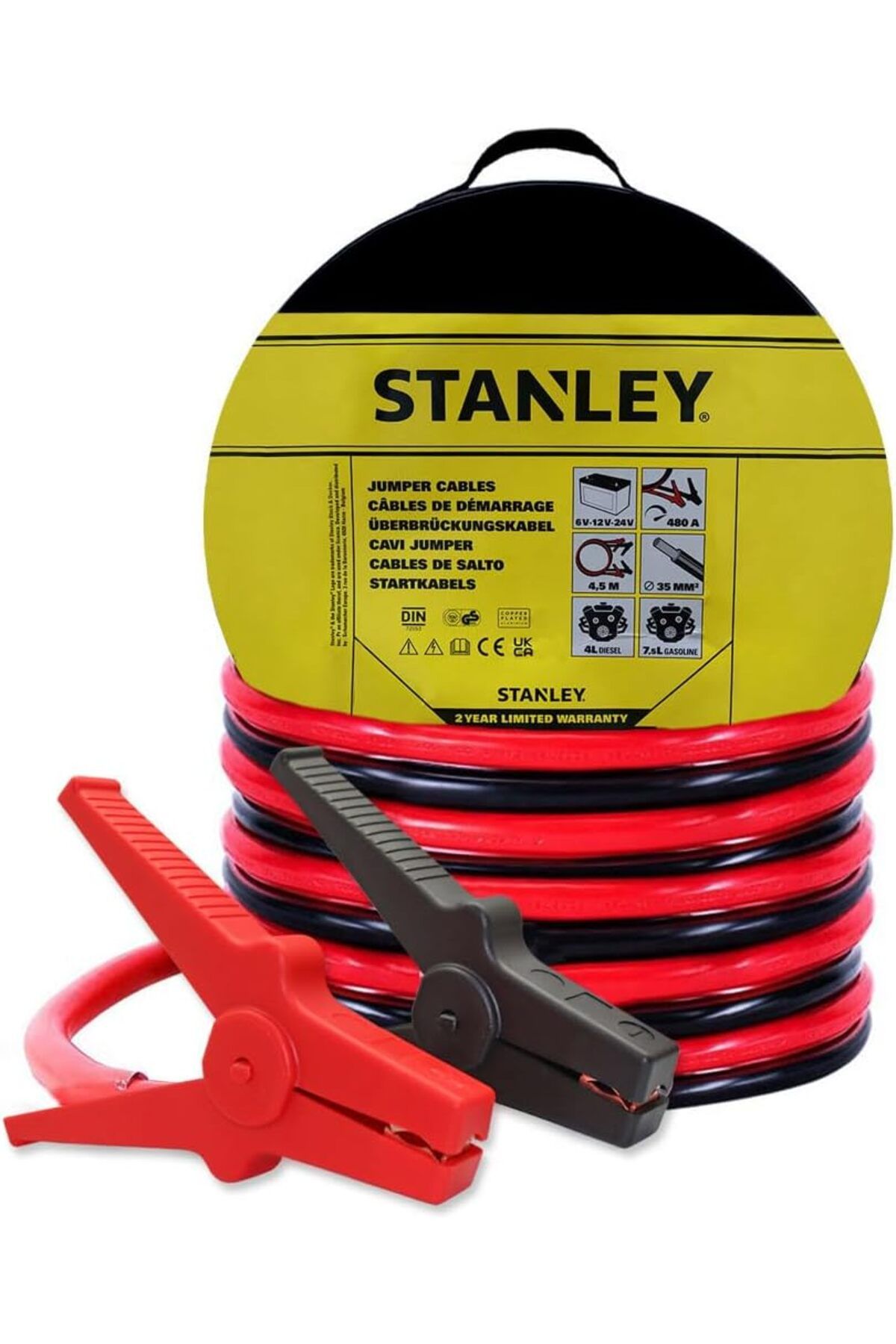 Stanley Araç Aküsü Jumper Kablosu 35mm² 4.5m Siyah/Kırmızı